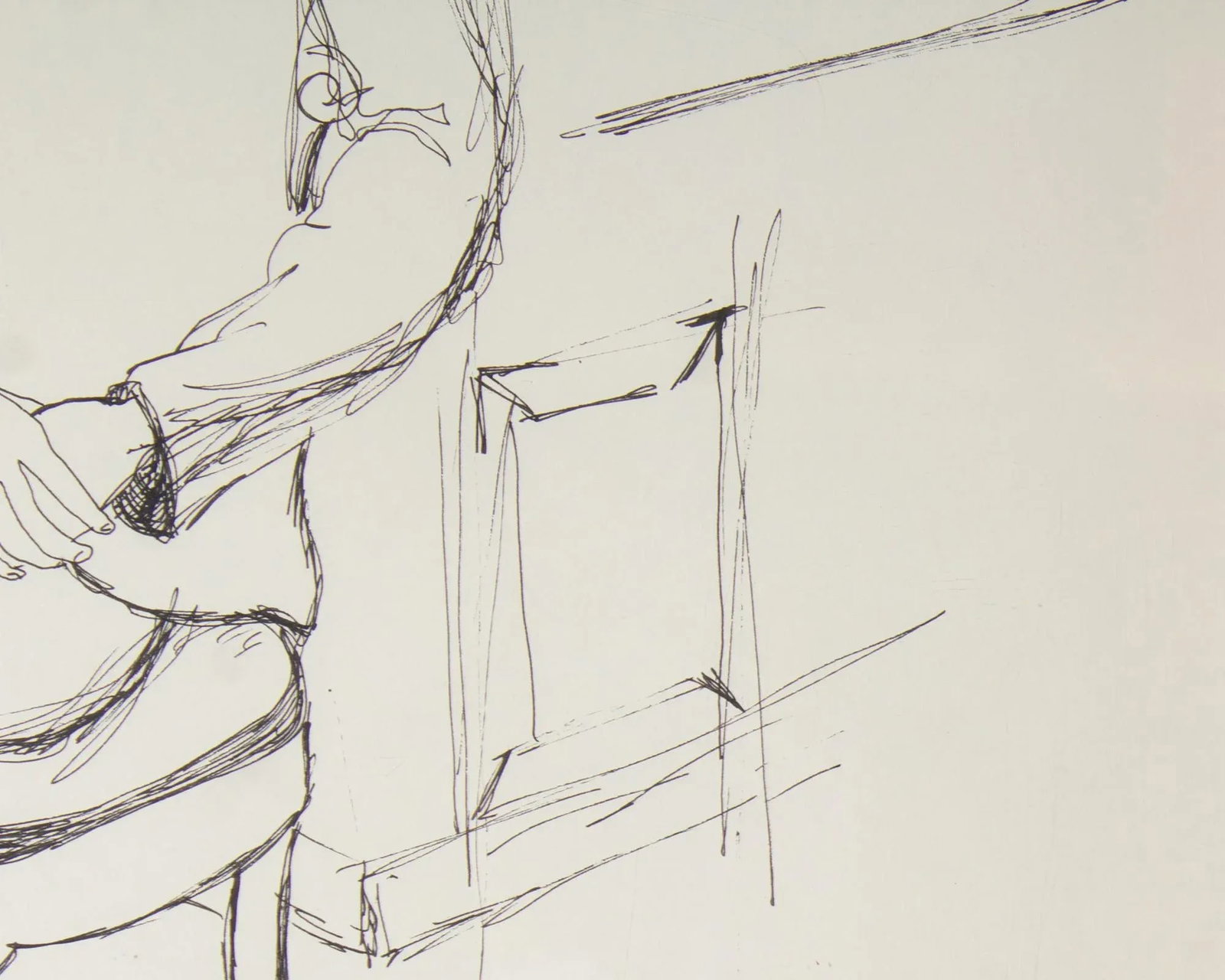 1960s Ink Portrait Drawing of Seated Man by Harry Hilson - 6