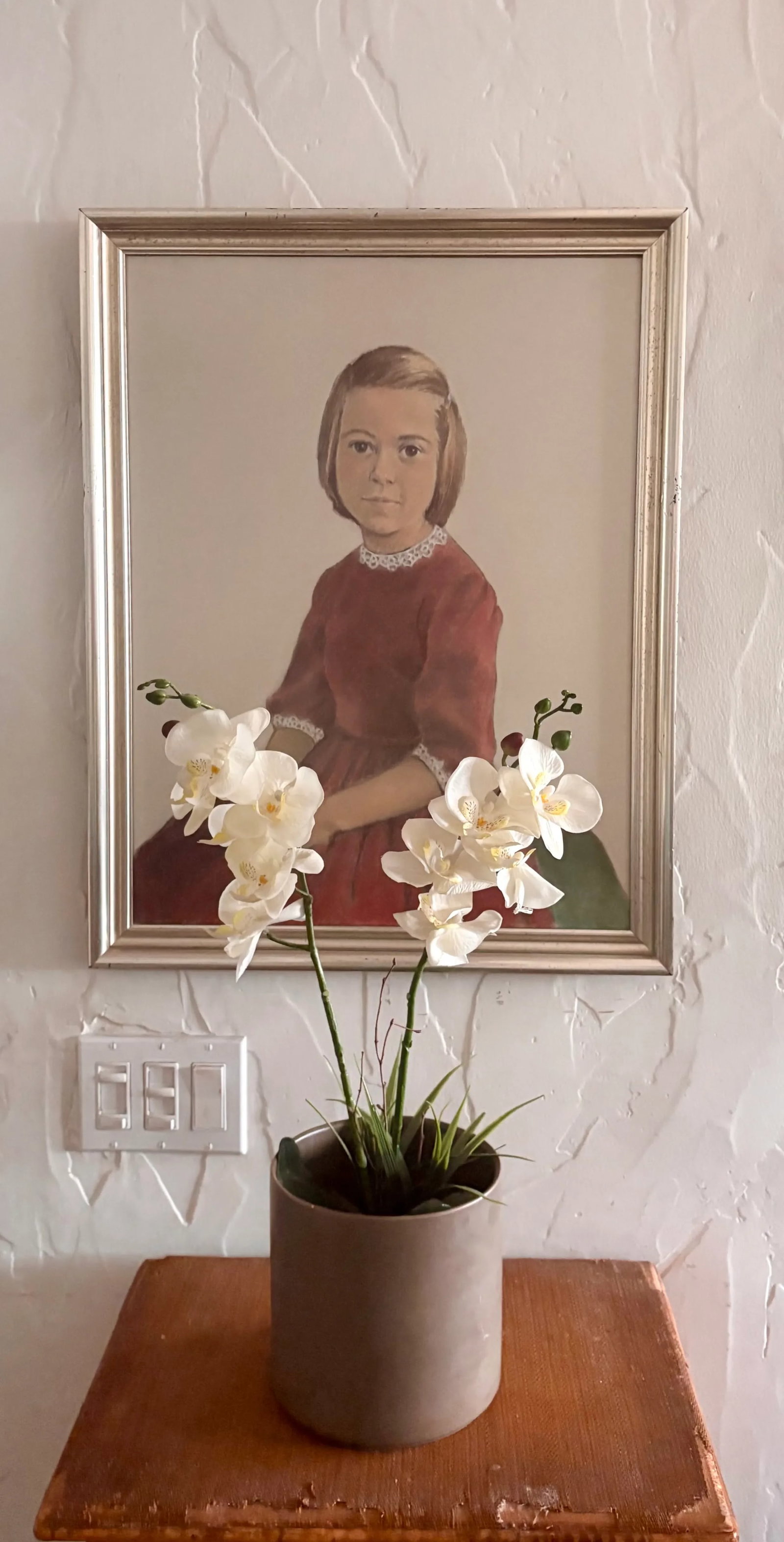 1962 Portrait, Girl in Red Velvet, Pastel on Paper, by Nancy Lee - 2