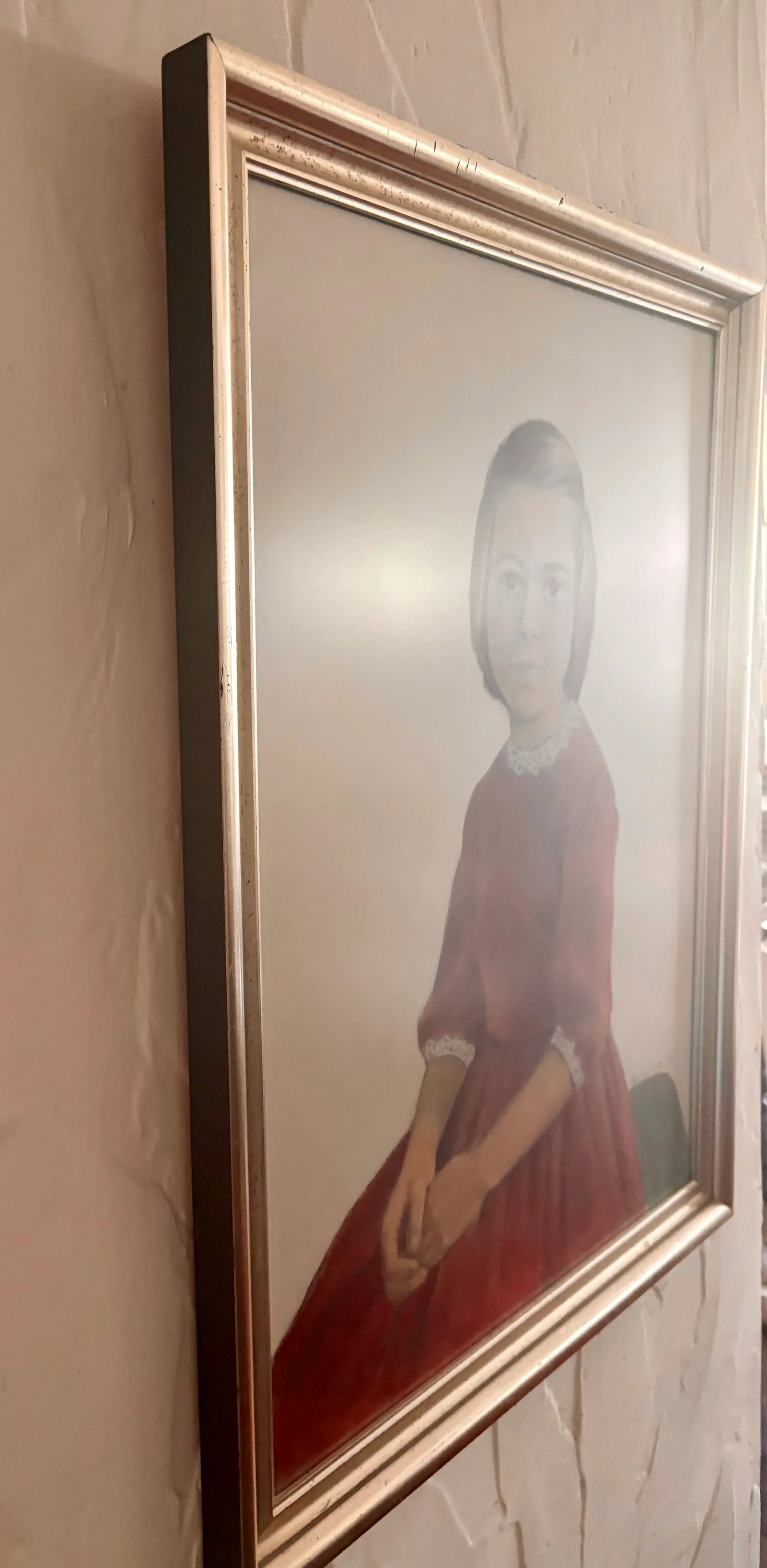 1962 Portrait, Girl in Red Velvet, Pastel on Paper, by Nancy Lee - 3