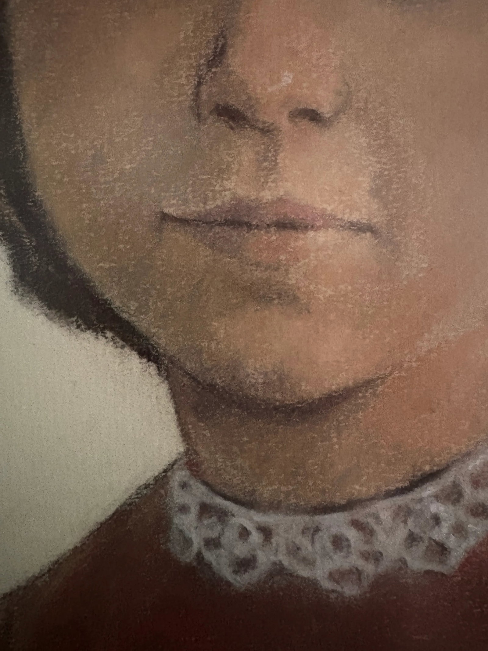 1962 Portrait, Girl in Red Velvet, Pastel on Paper, by Nancy Lee - 5
