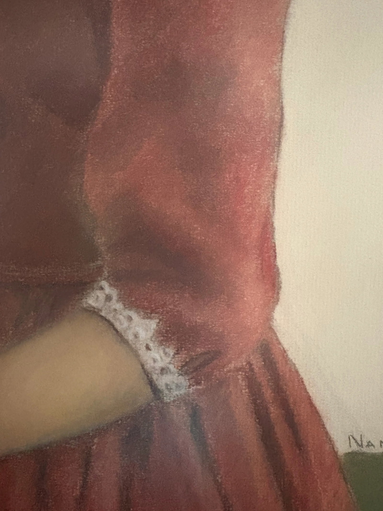 1962 Portrait, Girl in Red Velvet, Pastel on Paper, by Nancy Lee - 9