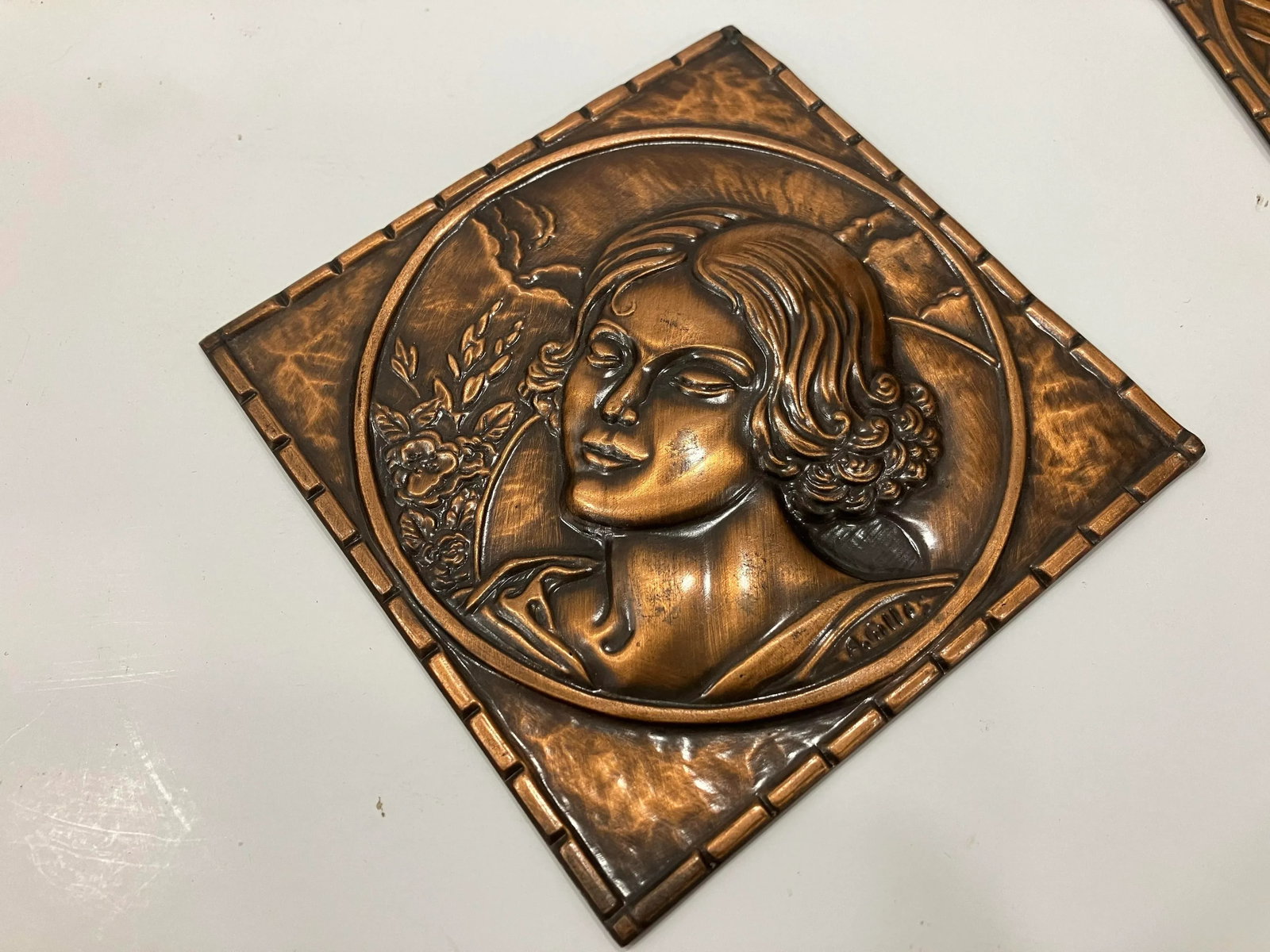 Set of 4 Copper Portraits Signed Gilles - 5