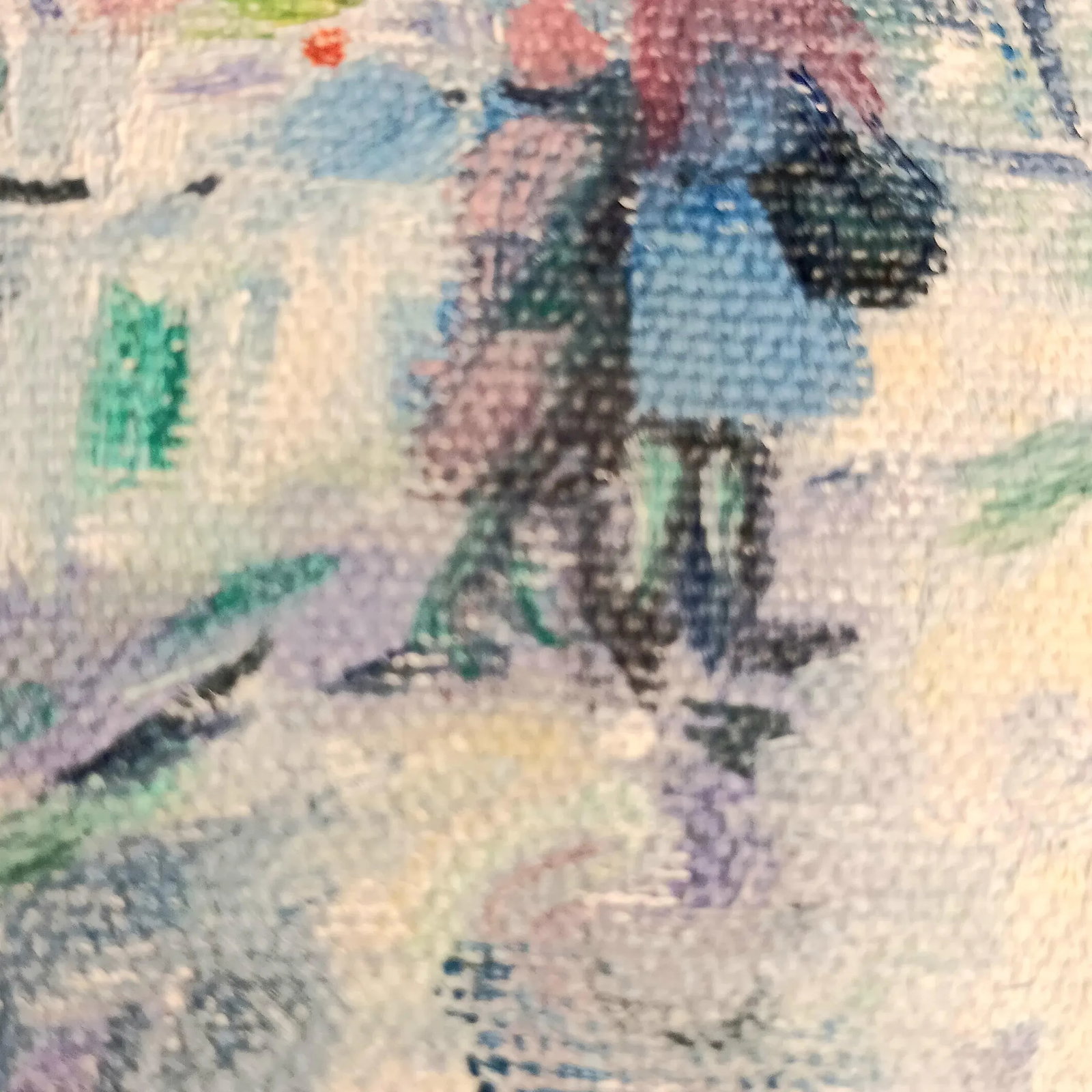 VTG Street Scene #1 Impressonist Painting Purple Velvet Matt Silver Frame 1978 - 10