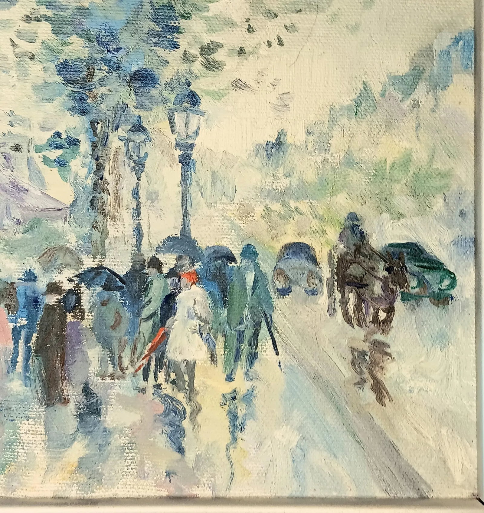 VTG Street Scene #1 Impressonist Painting Purple Velvet Matt Silver Frame 1978 - 11