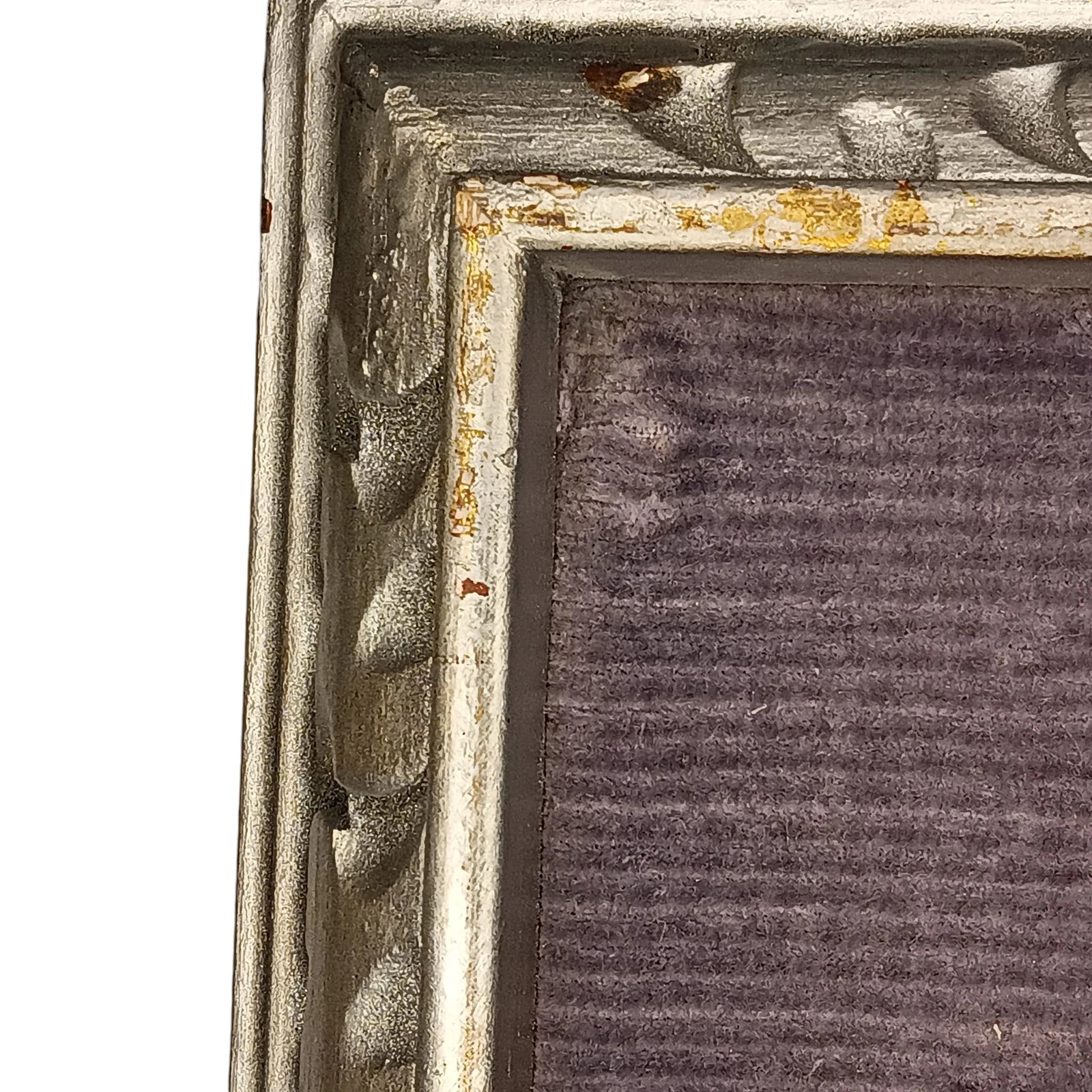 VTG Street Scene #1 Impressonist Painting Purple Velvet Matt Silver Frame 1978 - 18