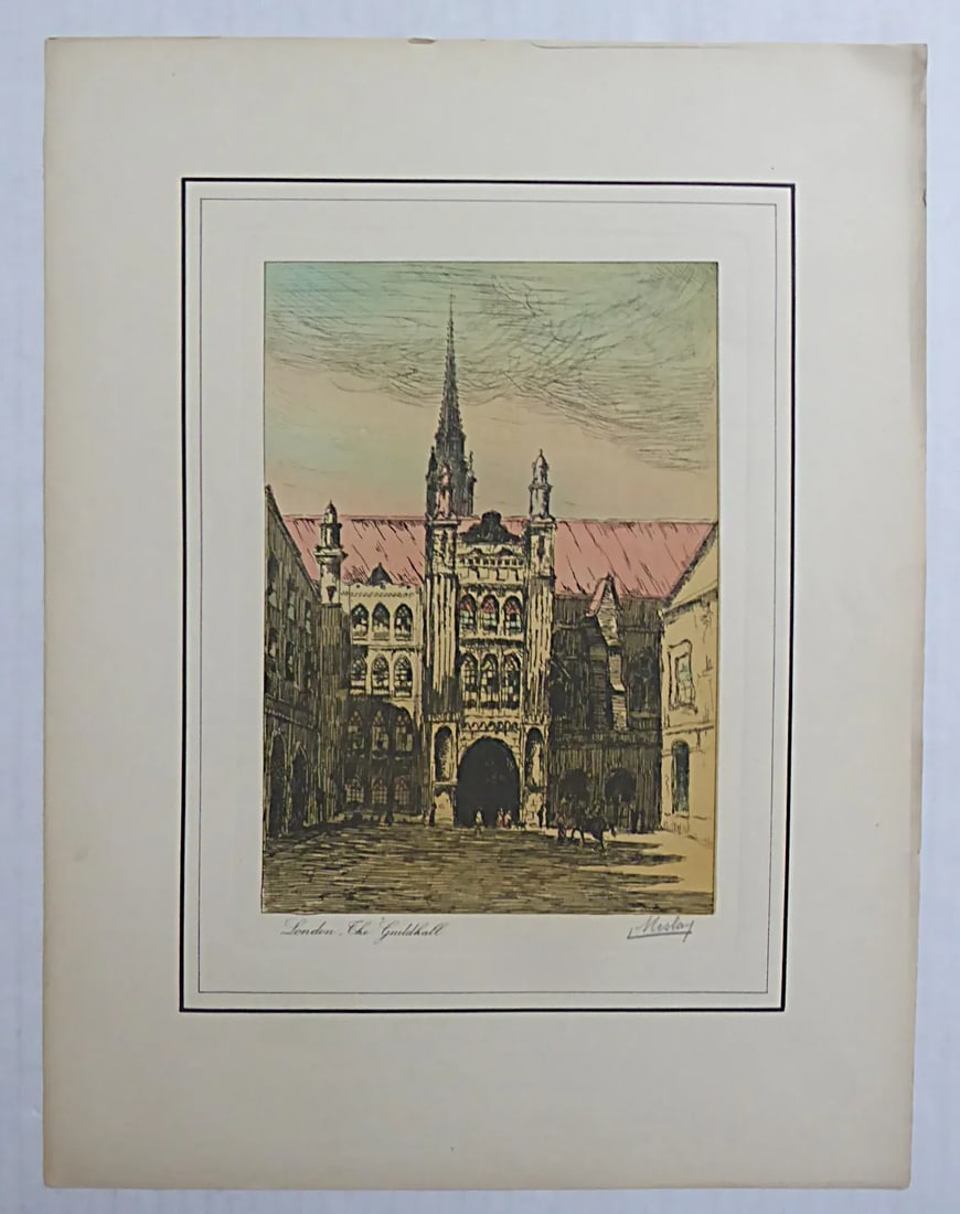 Group of 5 French Etchings by L. Meslay Early 20th Century England & France - 2