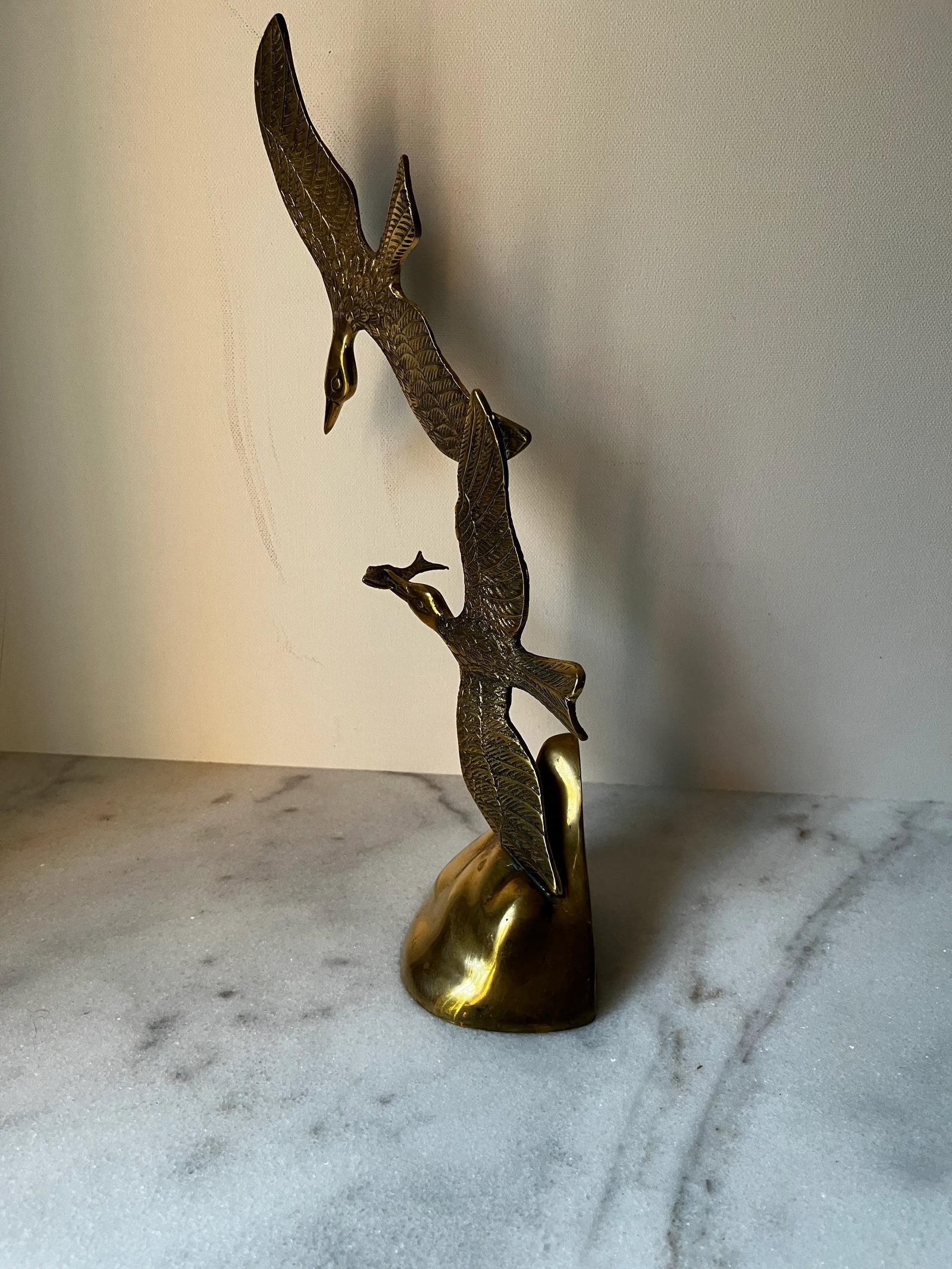 Mid Century Modern Brass Birds Seagull Sculpture - 11
