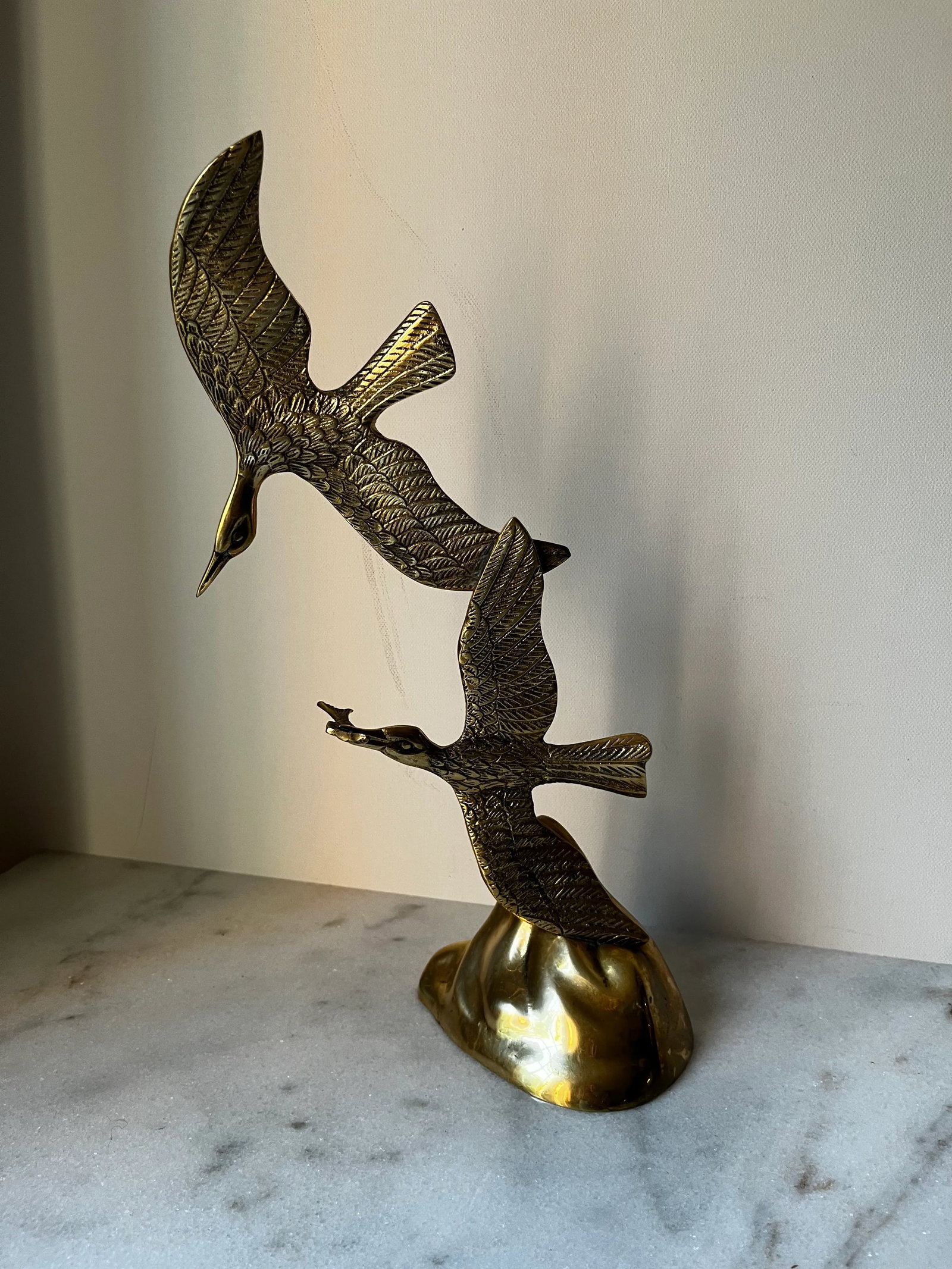 Mid Century Modern Brass Birds Seagull Sculpture - 5