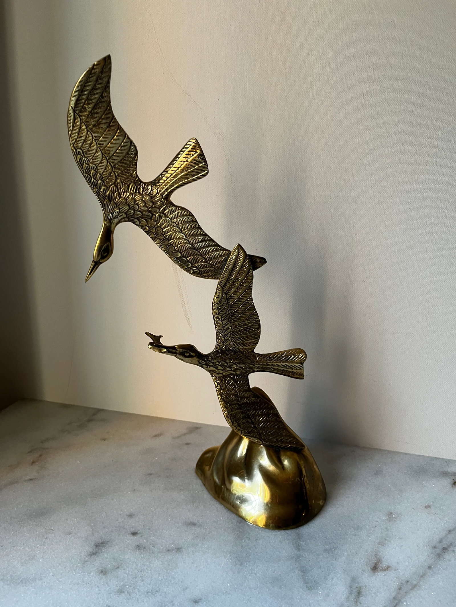 Mid Century Modern Brass Birds Seagull Sculpture - 6