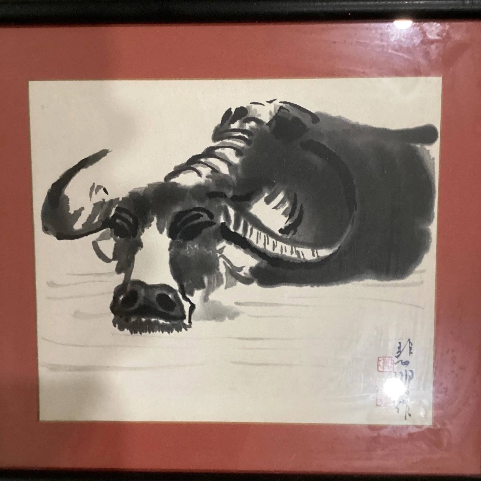 Vintage Ink Monochrome Depiction of a Water Buffalo by Xu Beihong - 10
