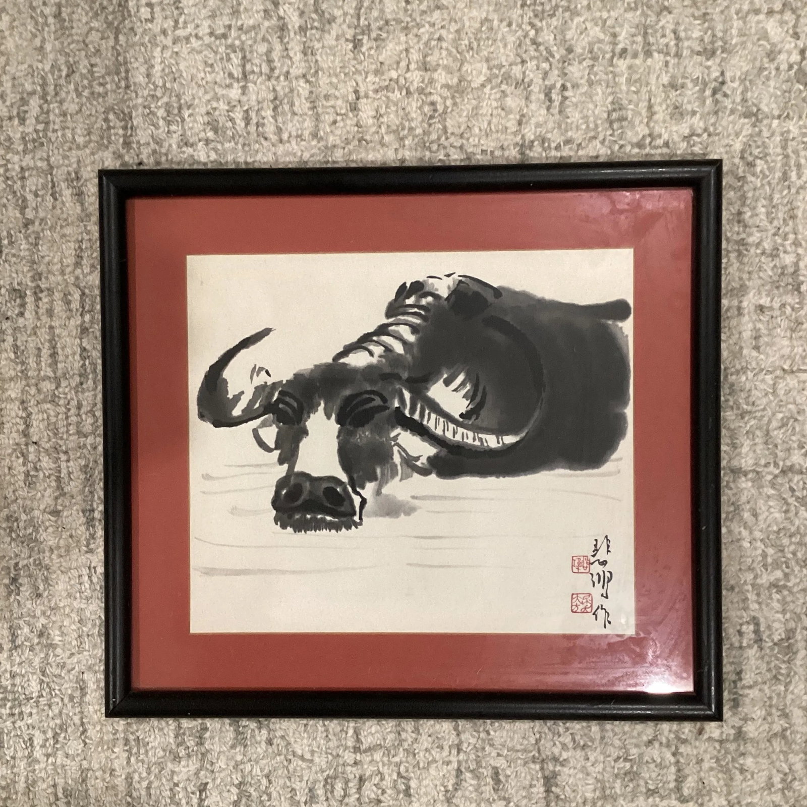Vintage Ink Monochrome Depiction of a Water Buffalo by Xu Beihong - 2