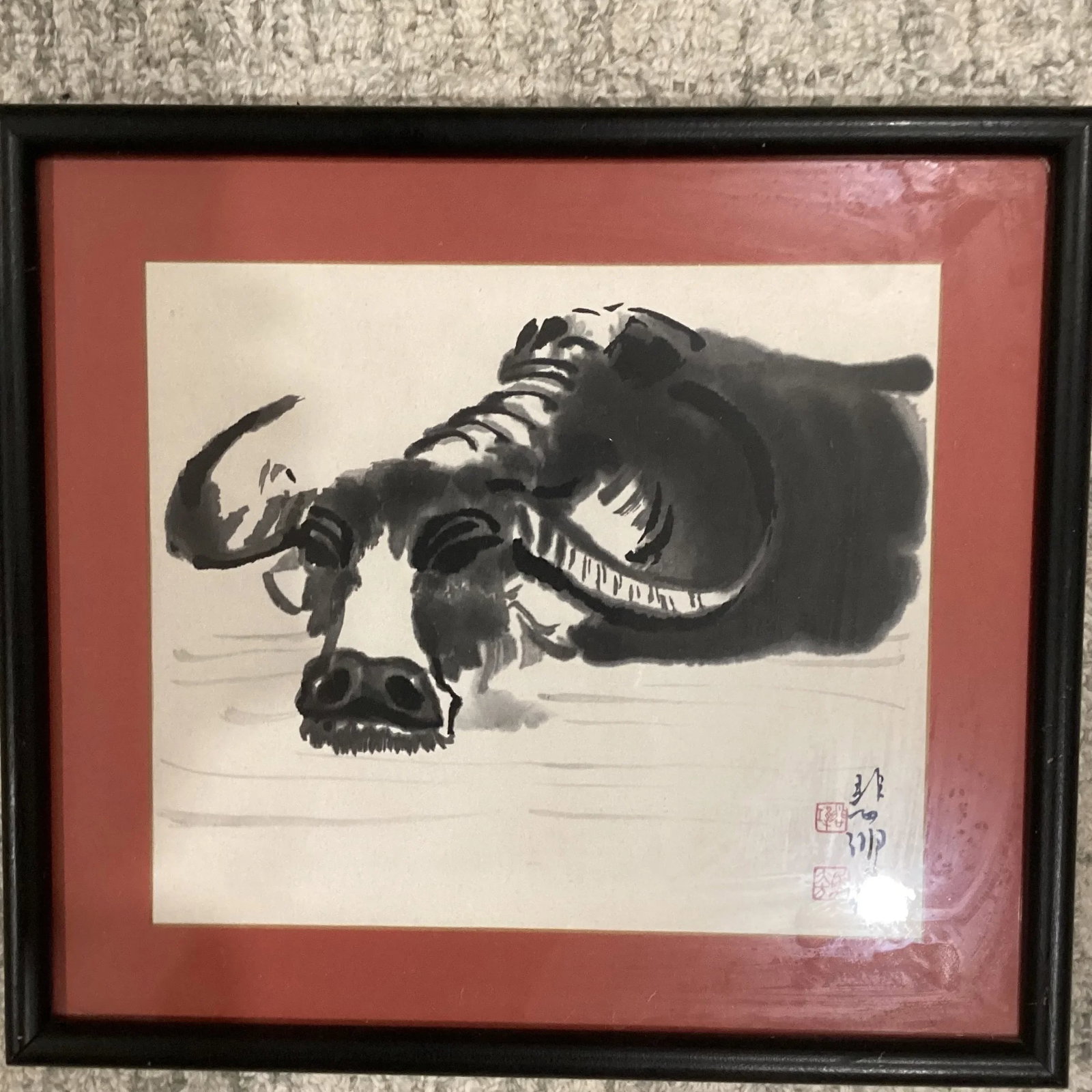 Vintage Ink Monochrome Depiction of a Water Buffalo by Xu Beihong - 3