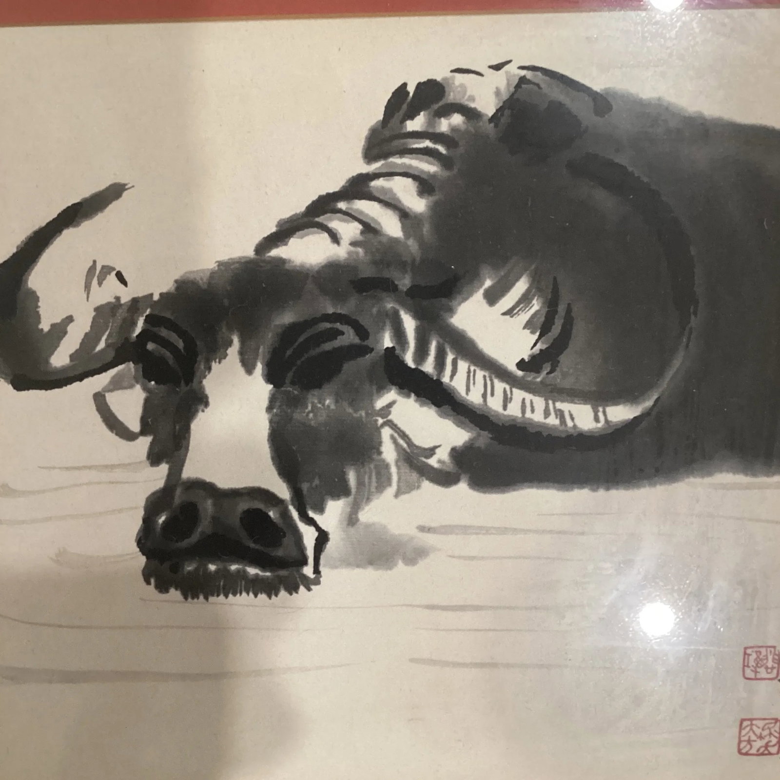 Vintage Ink Monochrome Depiction of a Water Buffalo by Xu Beihong - 5
