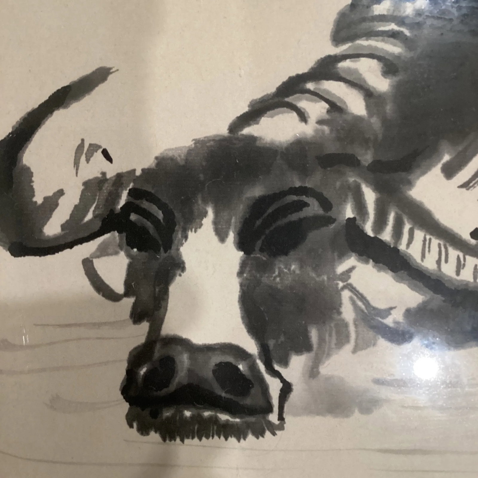 Vintage Ink Monochrome Depiction of a Water Buffalo by Xu Beihong - 6