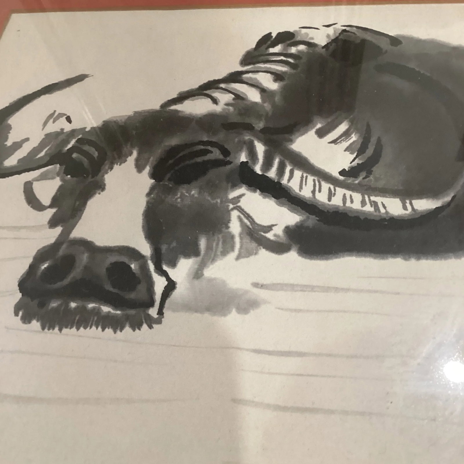 Vintage Ink Monochrome Depiction of a Water Buffalo by Xu Beihong - 8
