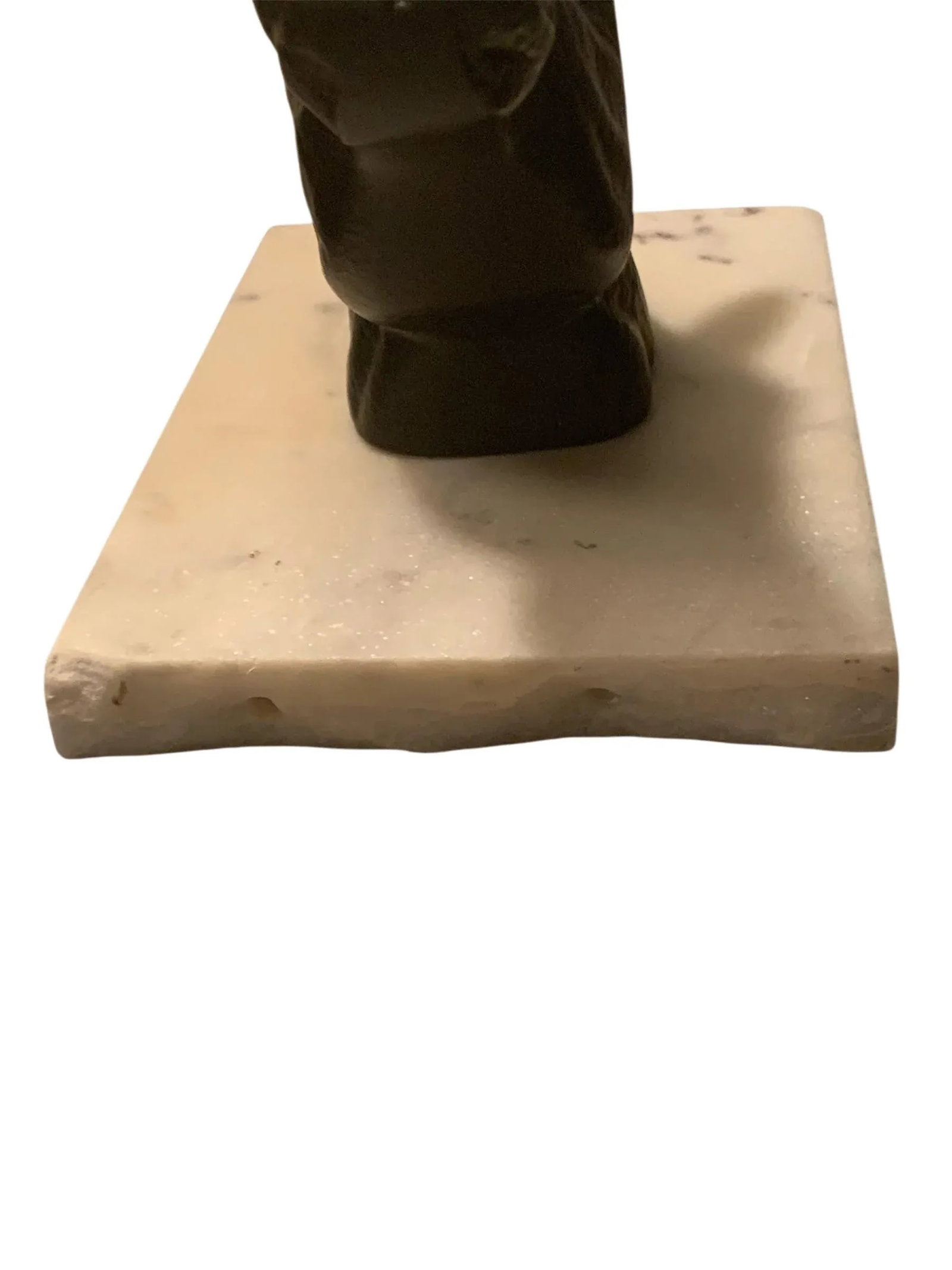 1920s Vintage Art Deco Black & Ivory Marble Horse Head - 2
