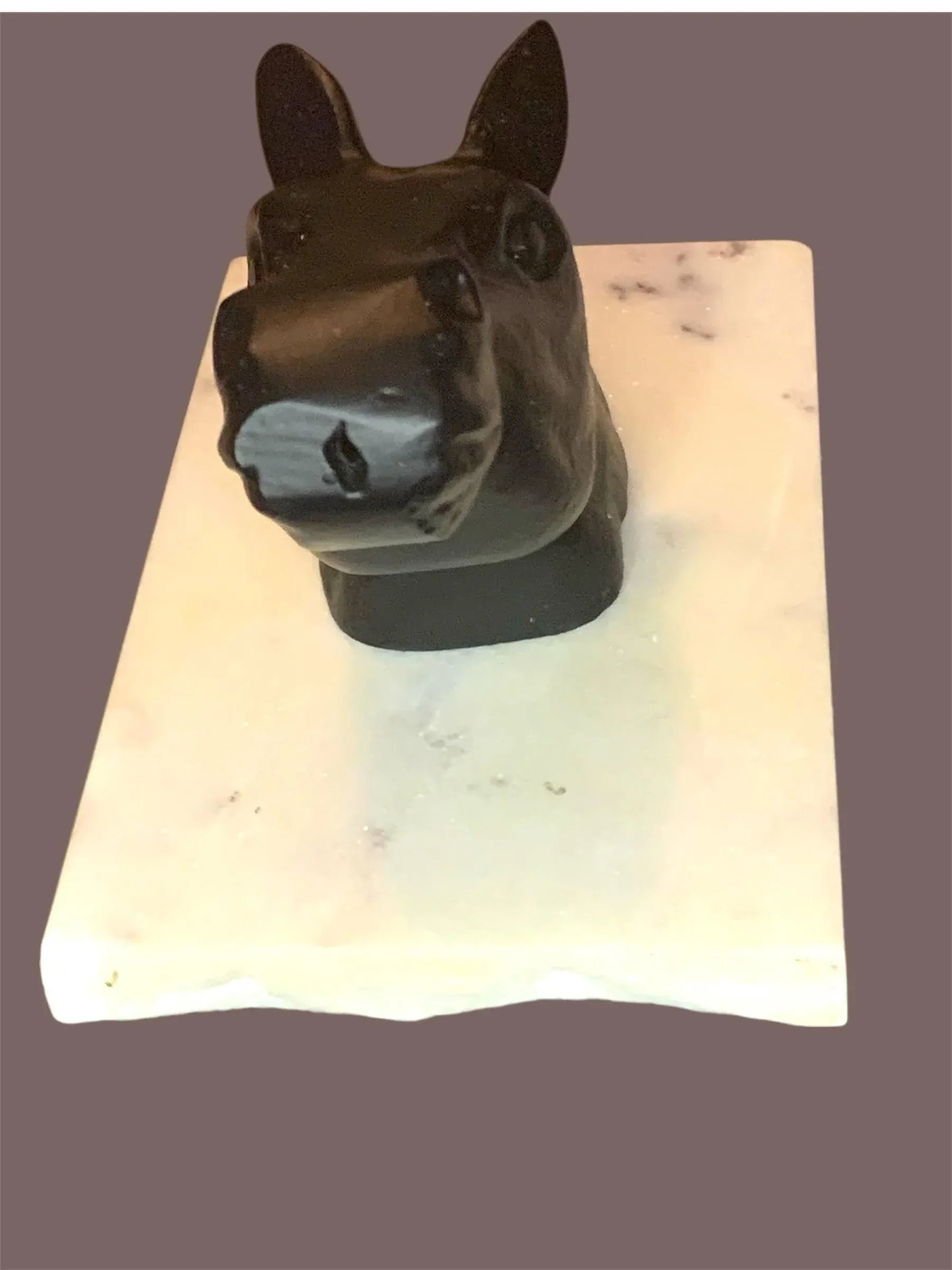 1920s Vintage Art Deco Black & Ivory Marble Horse Head - 6