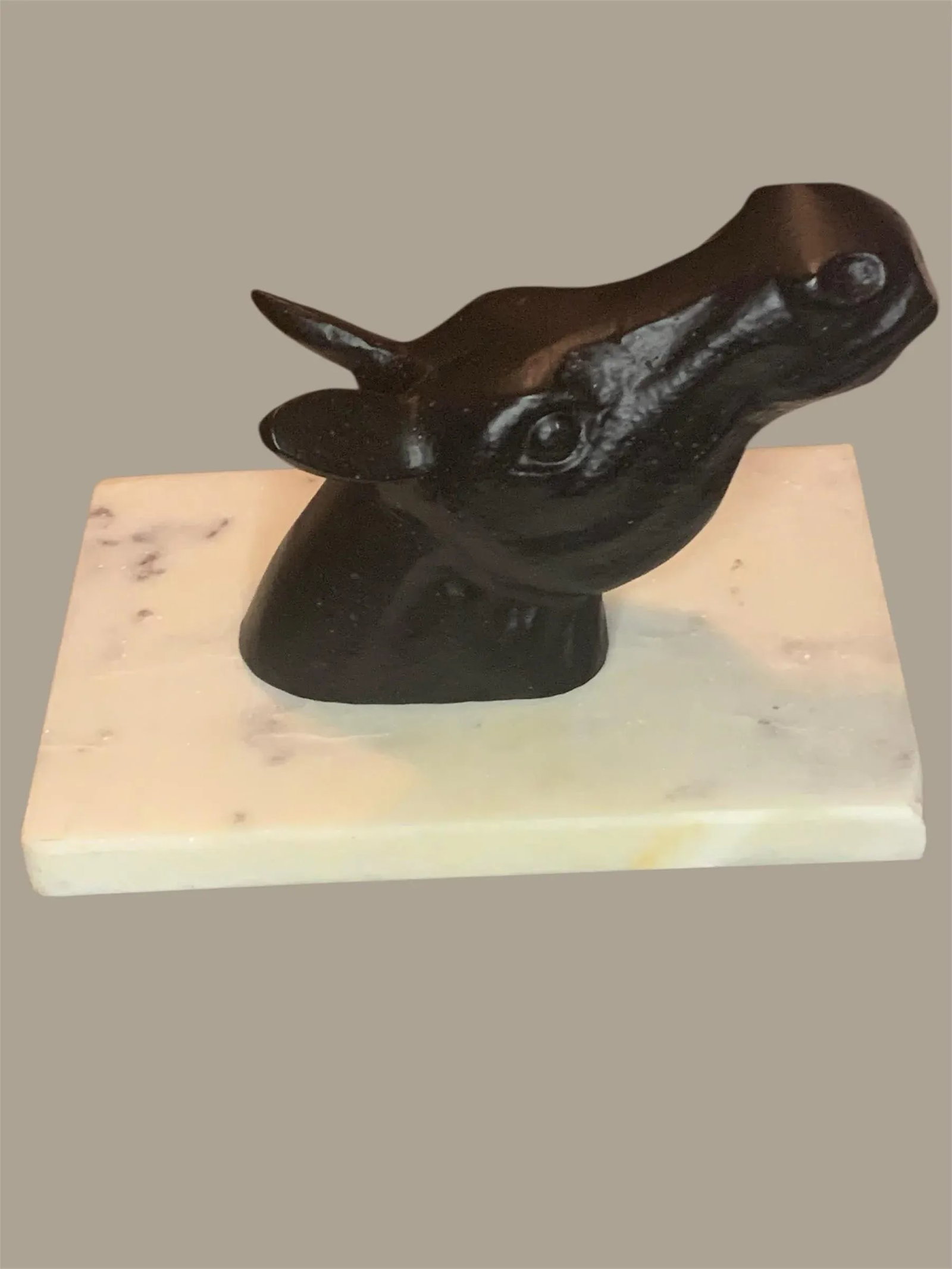 1920s Vintage Art Deco Black & Ivory Marble Horse Head - 7