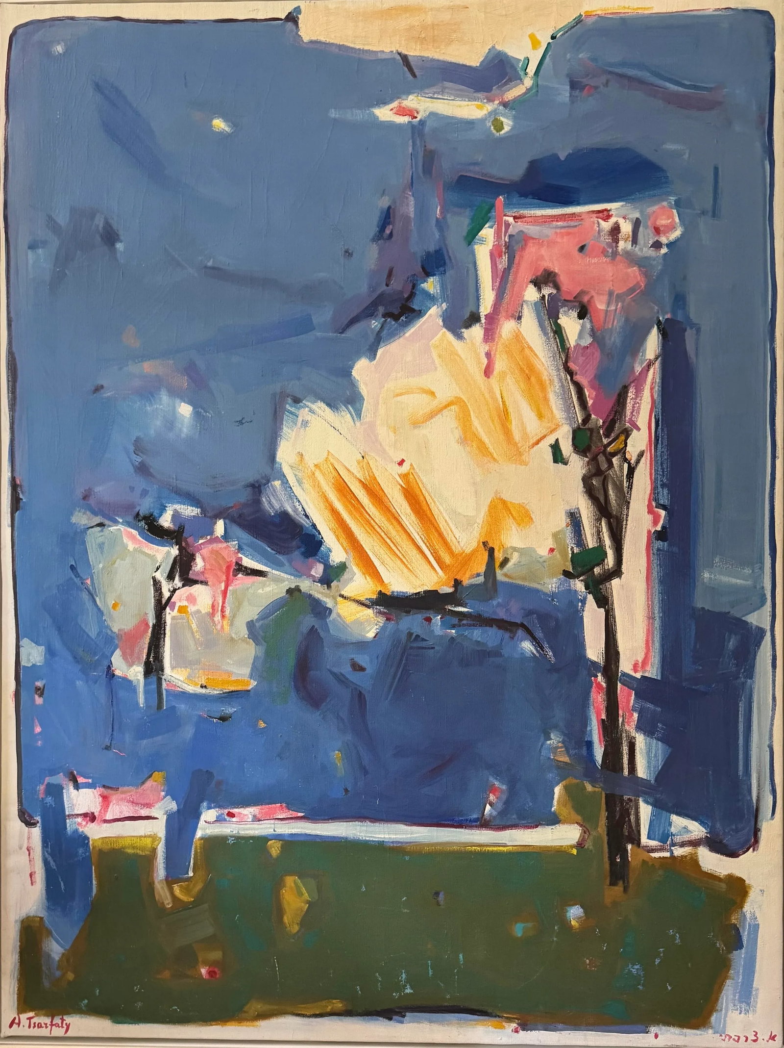 Blue Horizon by Ari Tsarfaty, Contemporary Abstract Expressionist Oil Painting on Canvas - 2