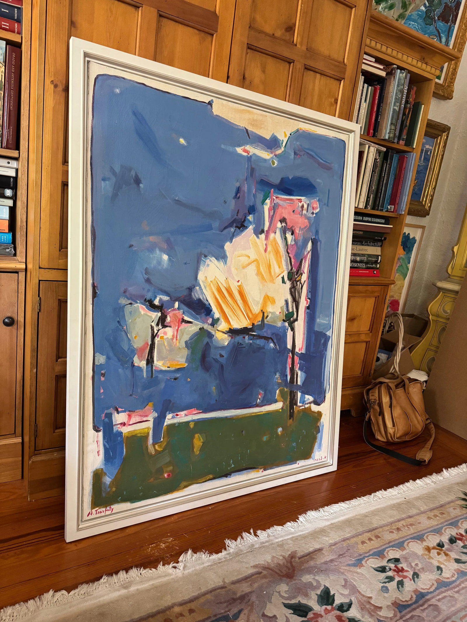 Blue Horizon by Ari Tsarfaty, Contemporary Abstract Expressionist Oil Painting on Canvas - 3