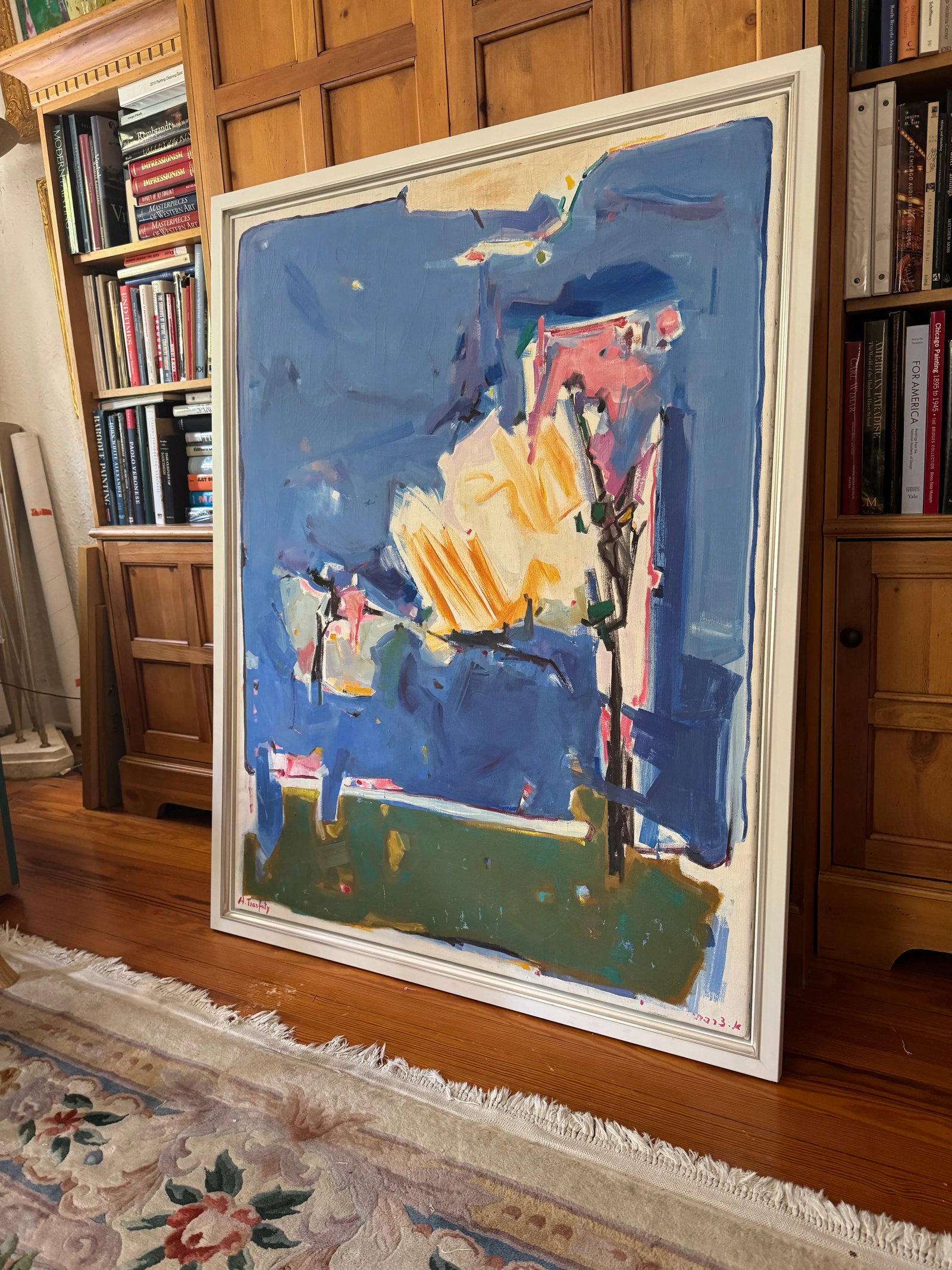 Blue Horizon by Ari Tsarfaty, Contemporary Abstract Expressionist Oil Painting on Canvas - 5