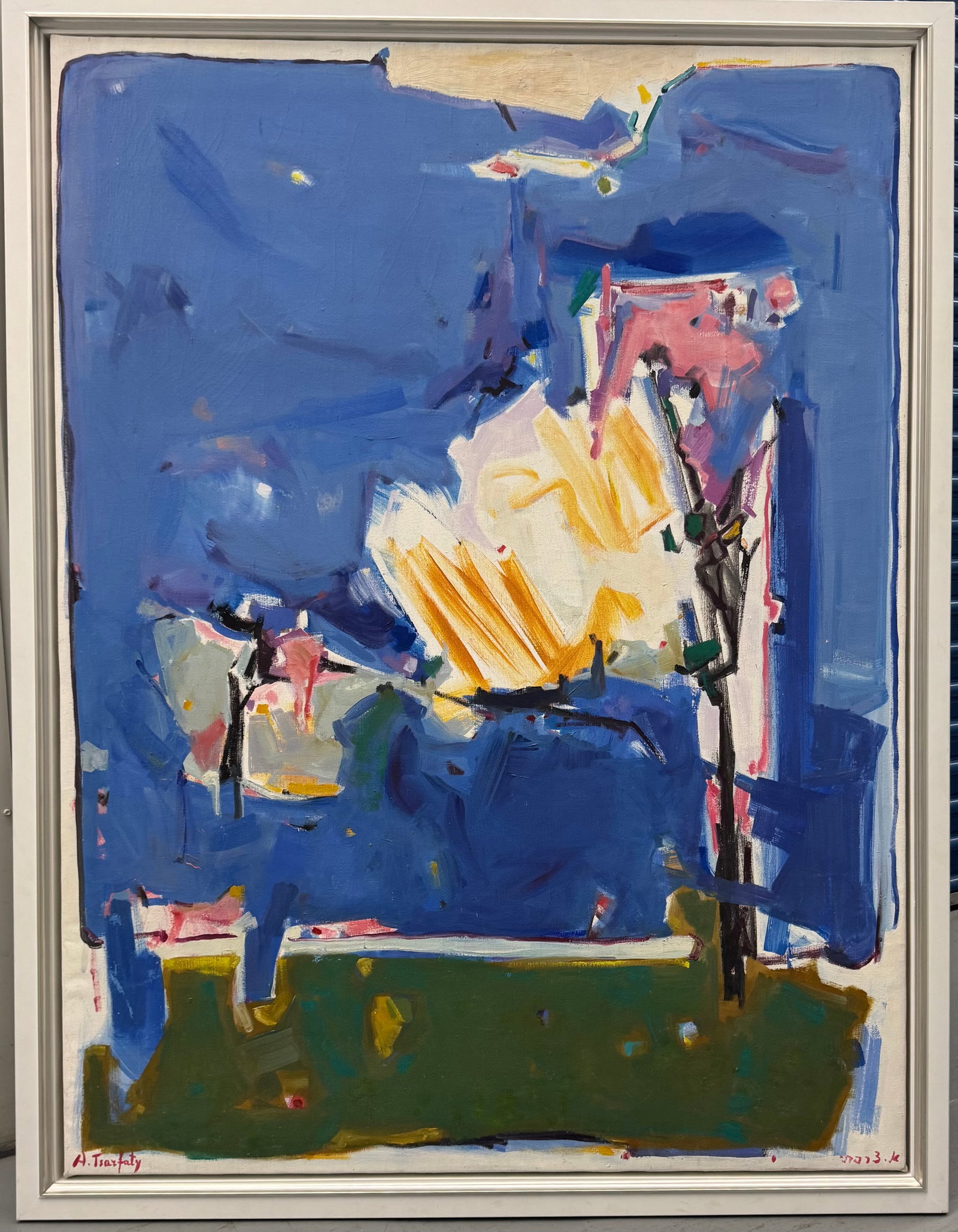 Blue Horizon by Ari Tsarfaty, Contemporary Abstract Expressionist Oil Painting on Canvas - 6