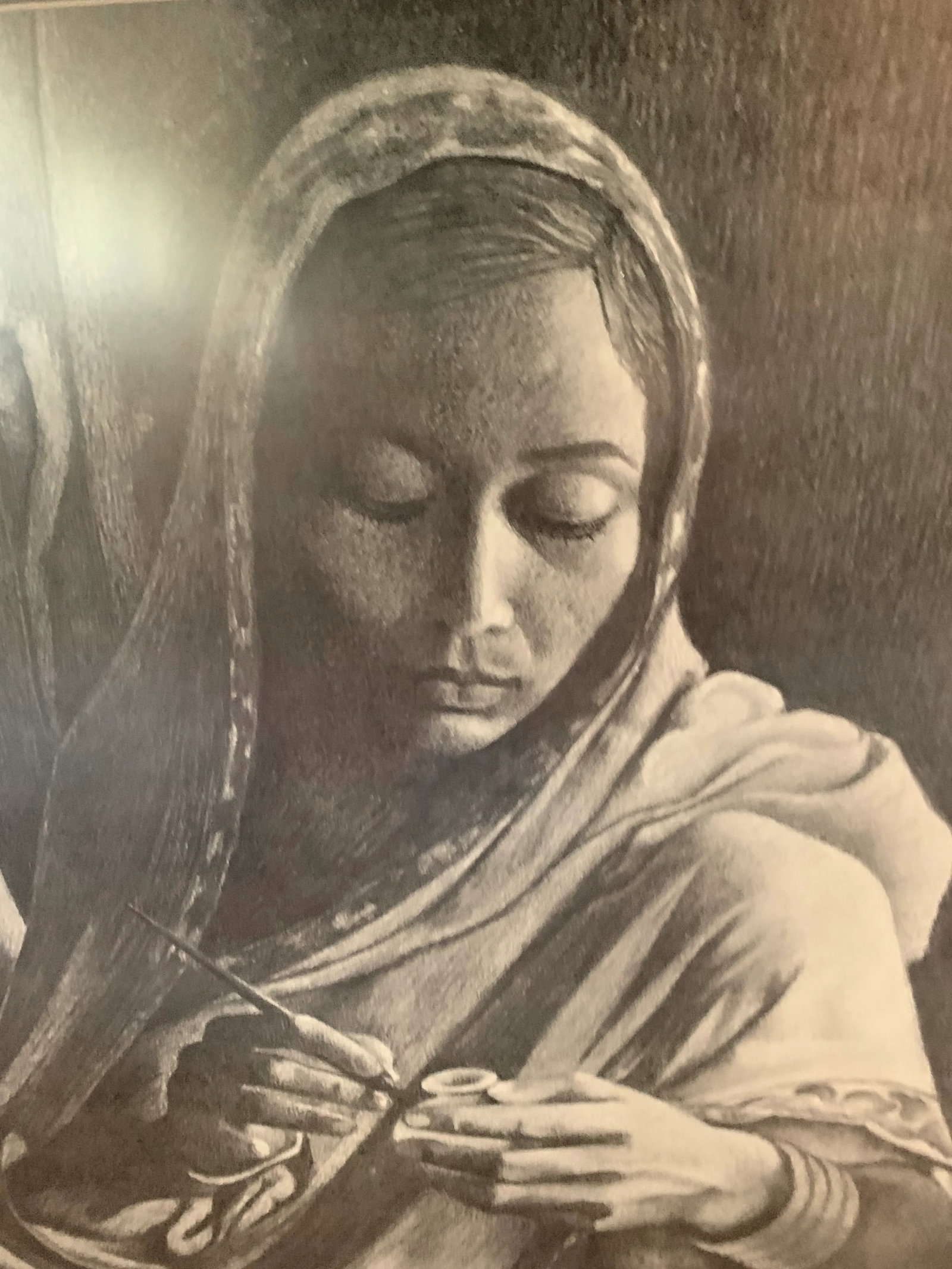 Philomeno Martinez Graffito Portrait of Mexican Artisan Signed - 2