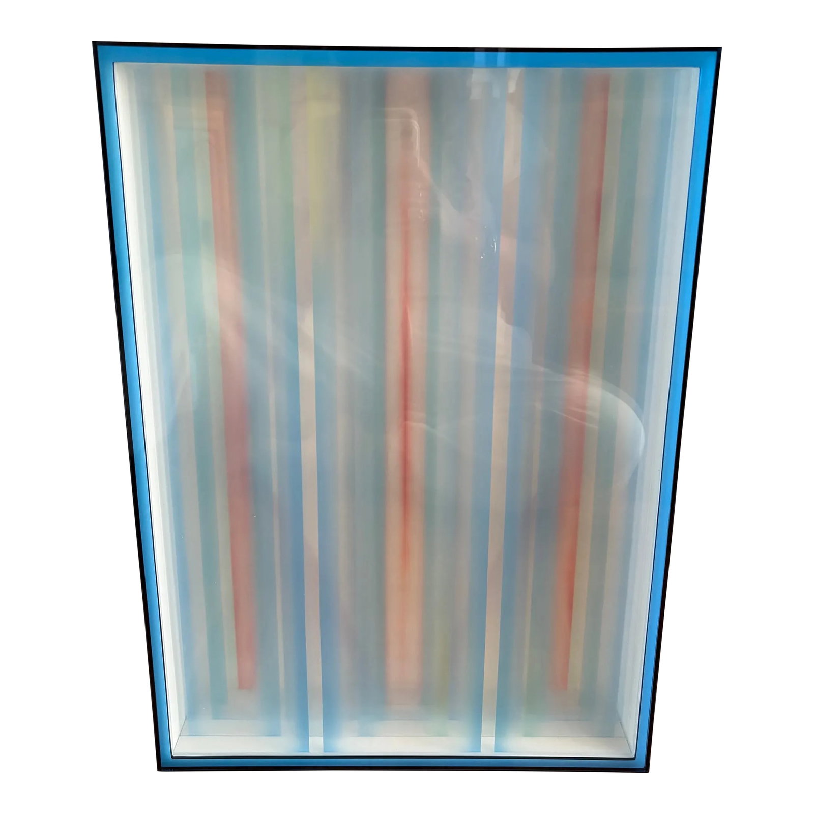 Incredible Vintage 1970's Abstract Art Sculpture: This striking 1970s acrylic wall sculpture captures the playful spirit of the era with its vibrant pastel palette and dimensional form. Measuring 22" high by 15.5" wide and 4.25" deep, the piece featu