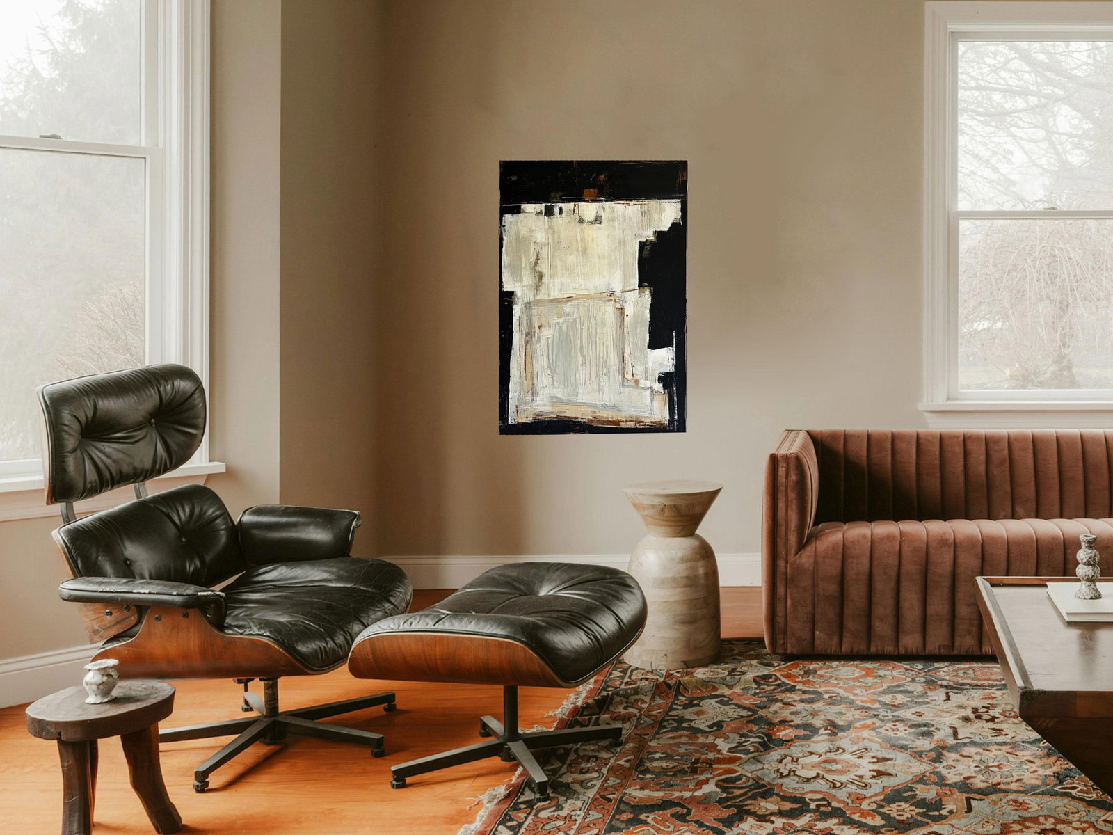 "Foundation" Black Abstract Art, Original Large Contemporary Modern Painting by JTS - 2