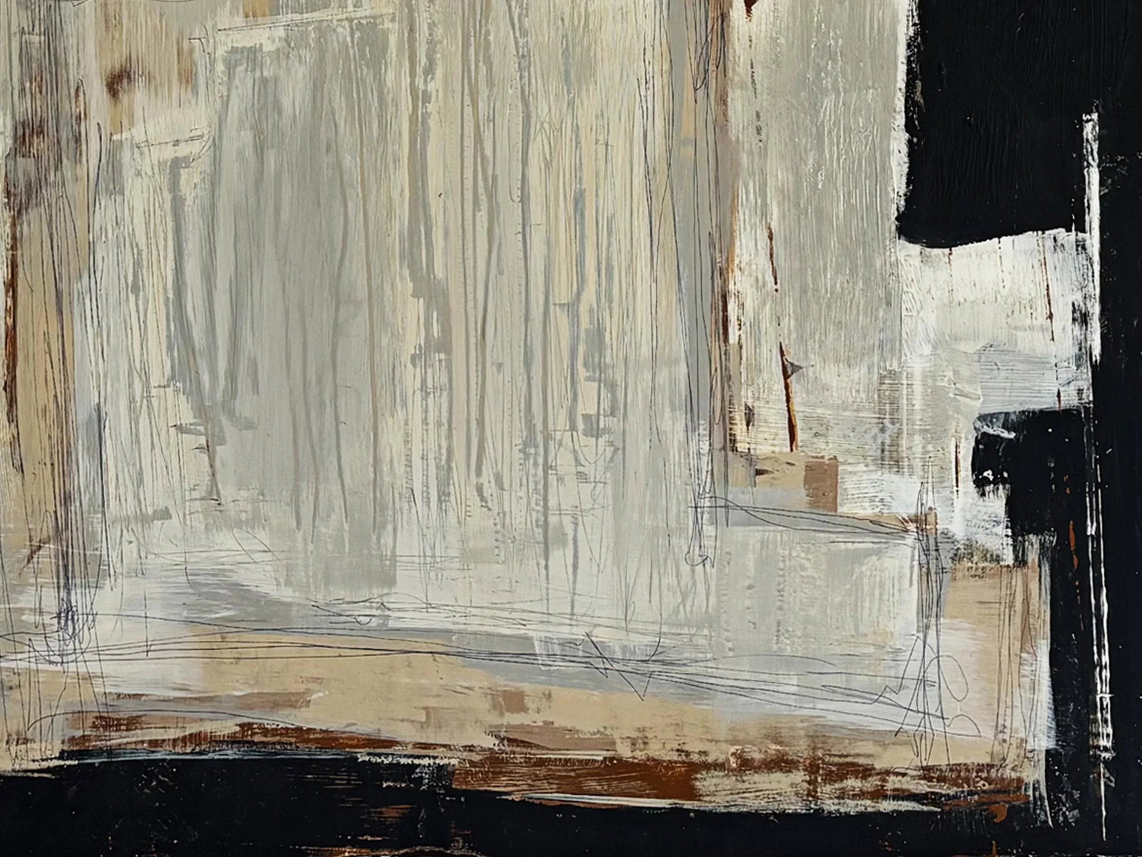 "Foundation" Black Abstract Art, Original Large Contemporary Modern Painting by JTS - 8