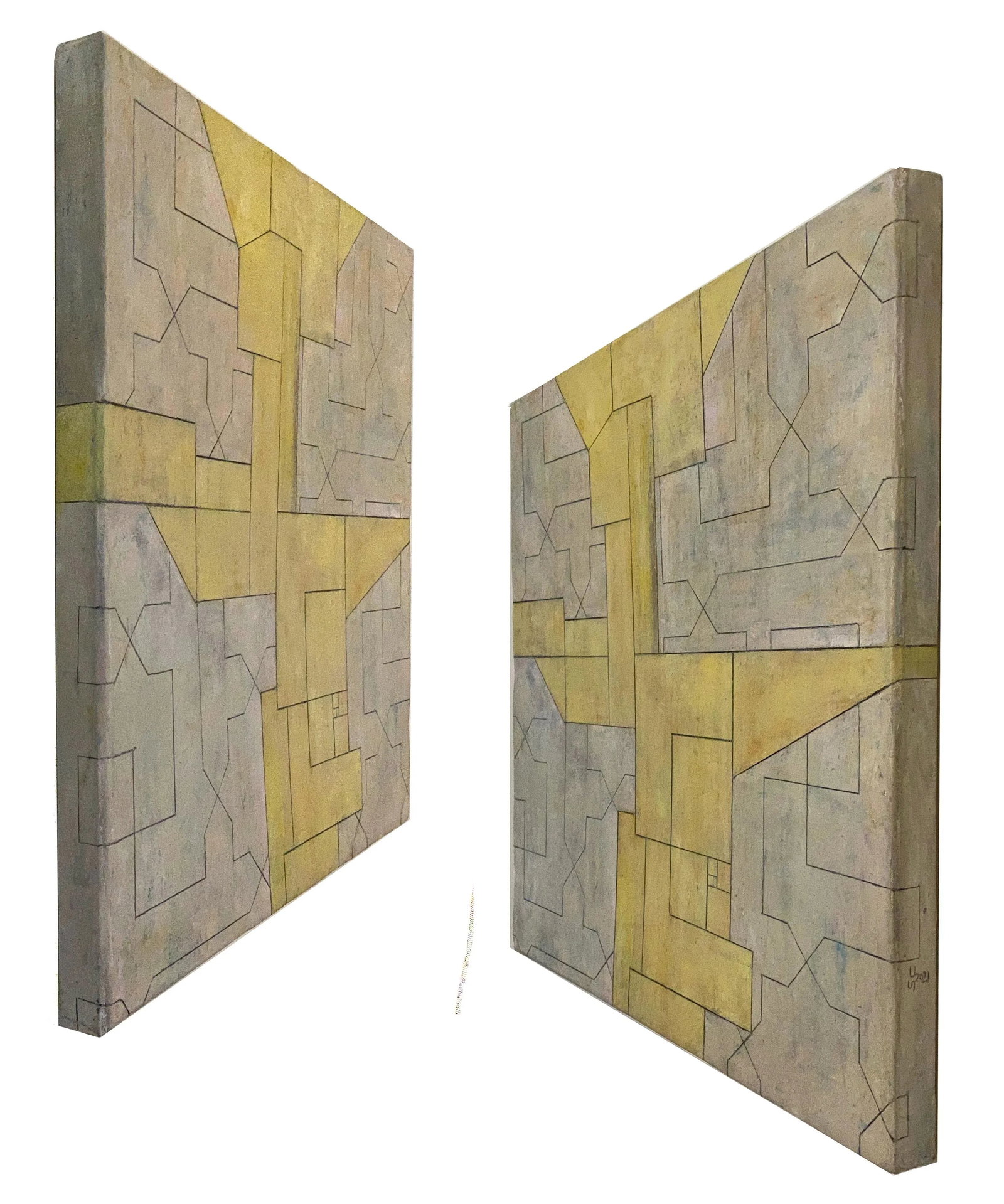Contemporary Geometric Abstract Square Mixed-Media Painting by Stephen Cimini - 2