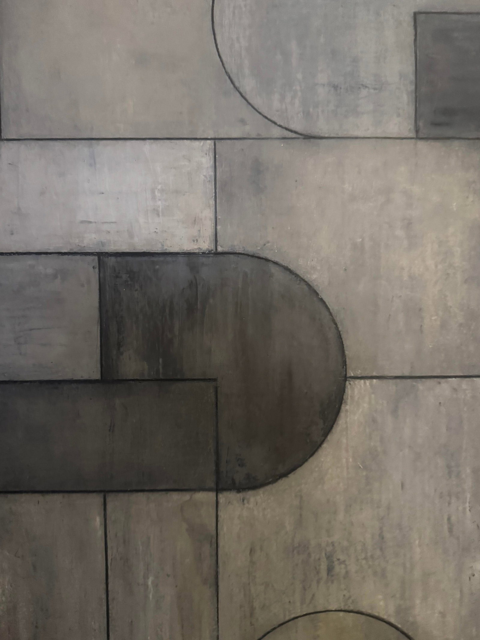 Contemporary Geometric Abstract Oil and Cold Wax Painting Neutral Tones by Stephen Cimini - 3