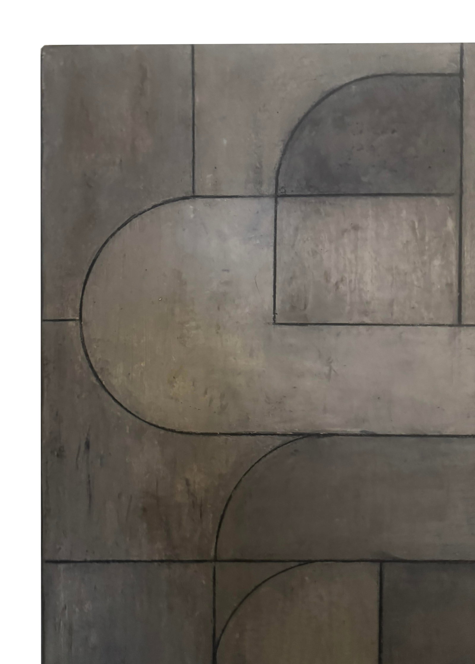Contemporary Geometric Abstract Oil and Cold Wax Painting Neutral Tones by Stephen Cimini - 5