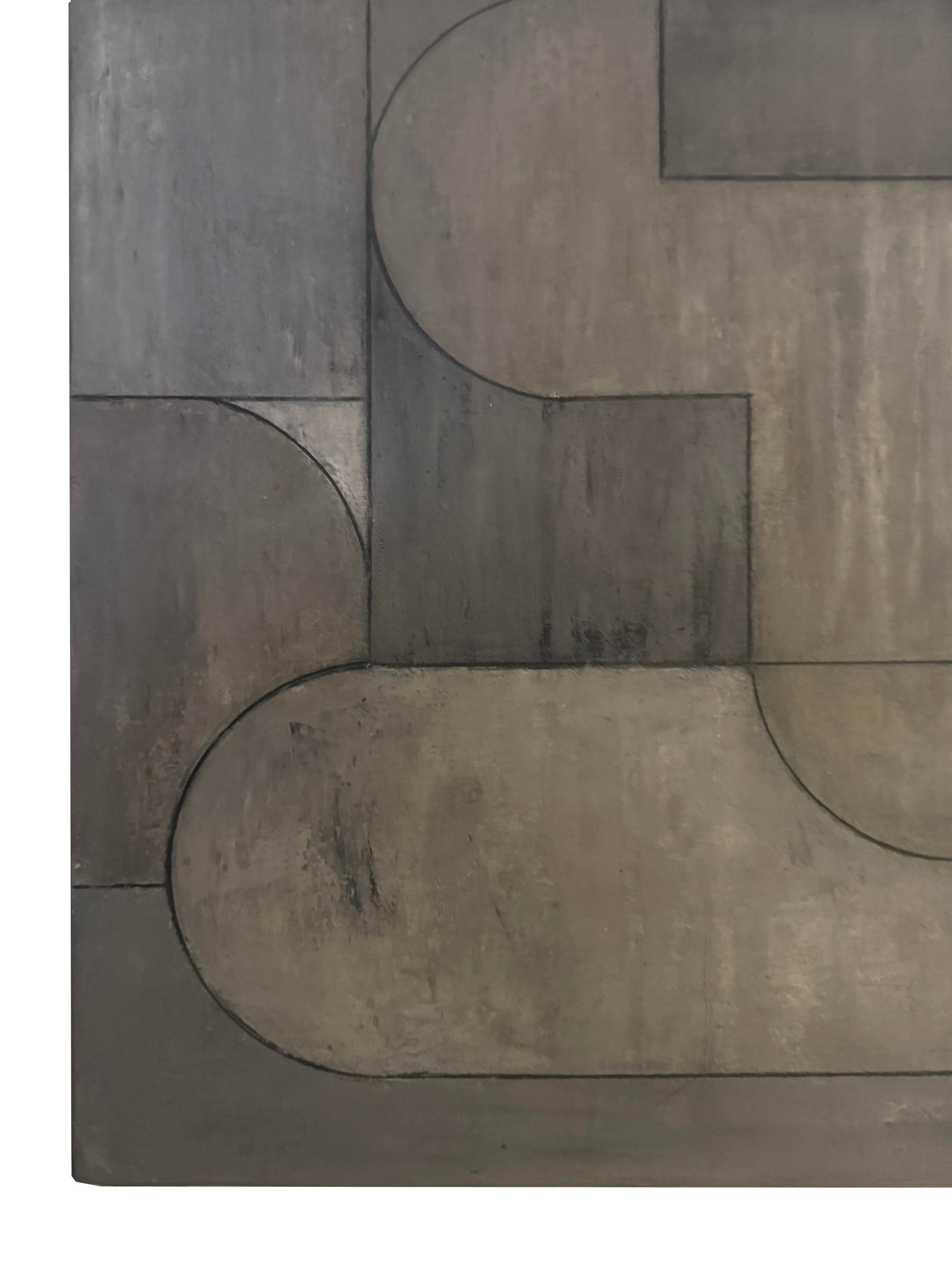 Contemporary Geometric Abstract Oil and Cold Wax Painting Neutral Tones by Stephen Cimini - 6
