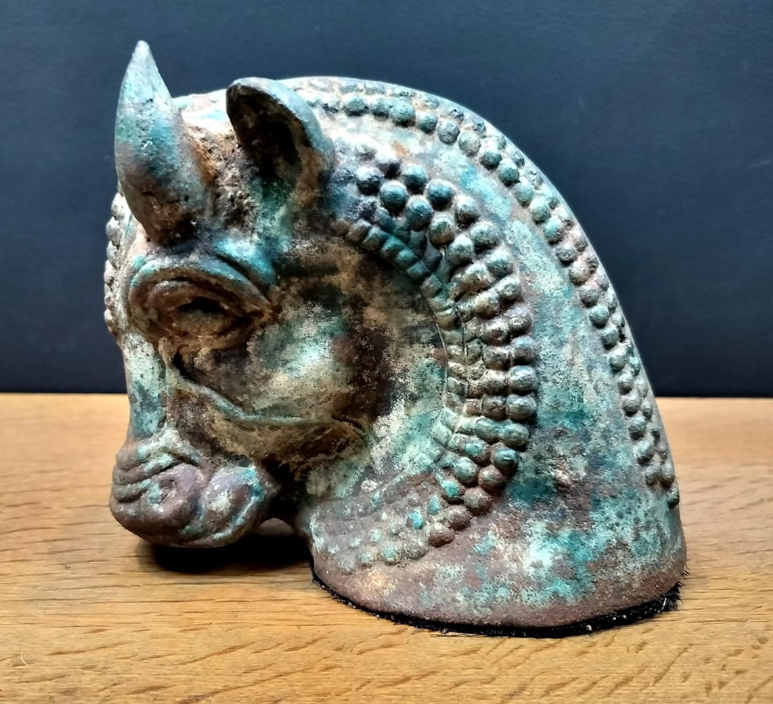 Early 20th Century Stylized Cast Iron Bulls Head - 2