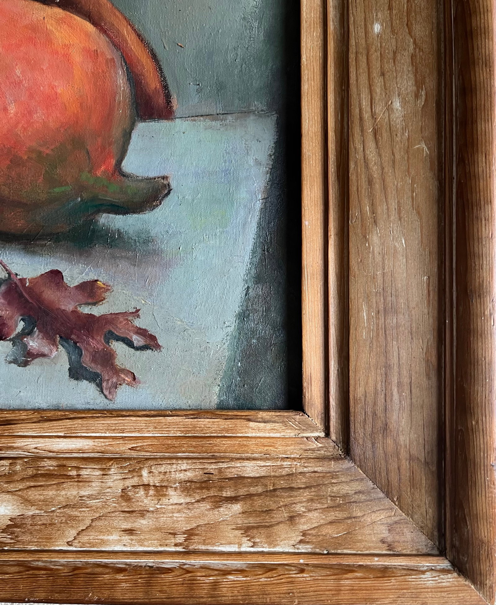 "Autumn Still Life"- 1940's Oil on Canvas-Antique Frame - 5