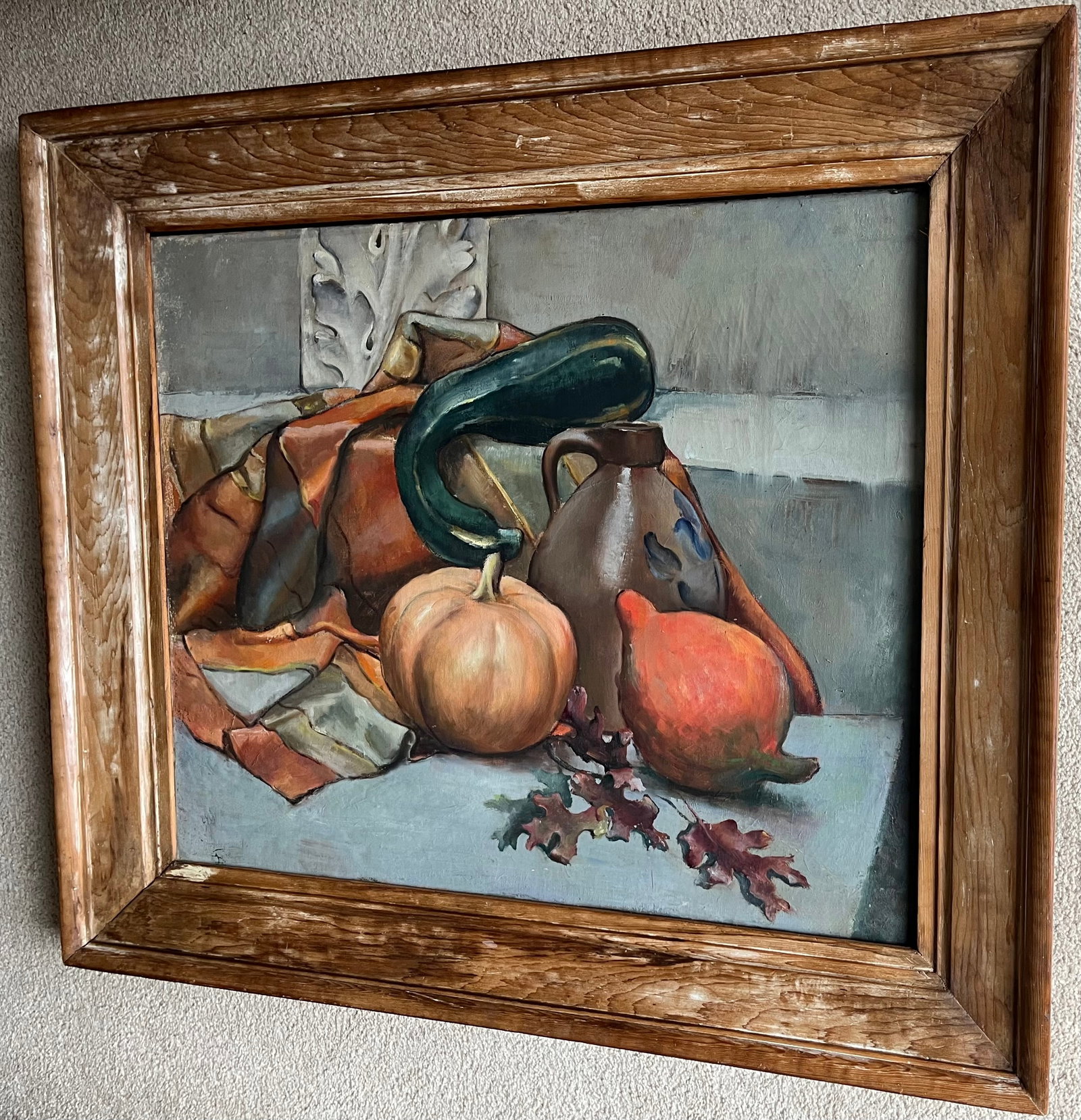 "Autumn Still Life"- 1940's Oil on Canvas-Antique Frame - 6