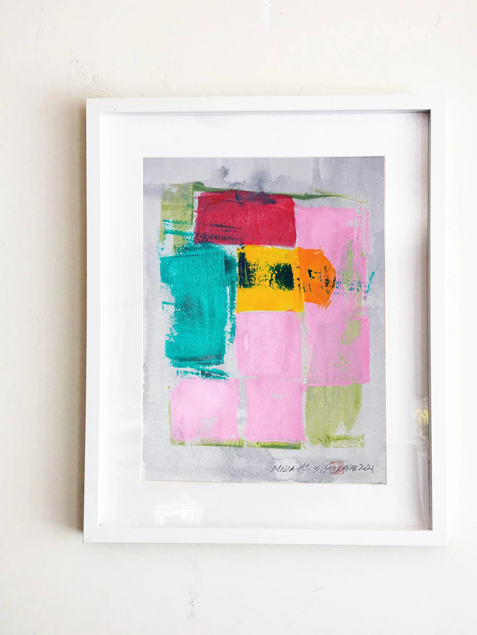 "Mozaic 31" Contemporary Abstract Mixed-Media Painting, Framed - 5