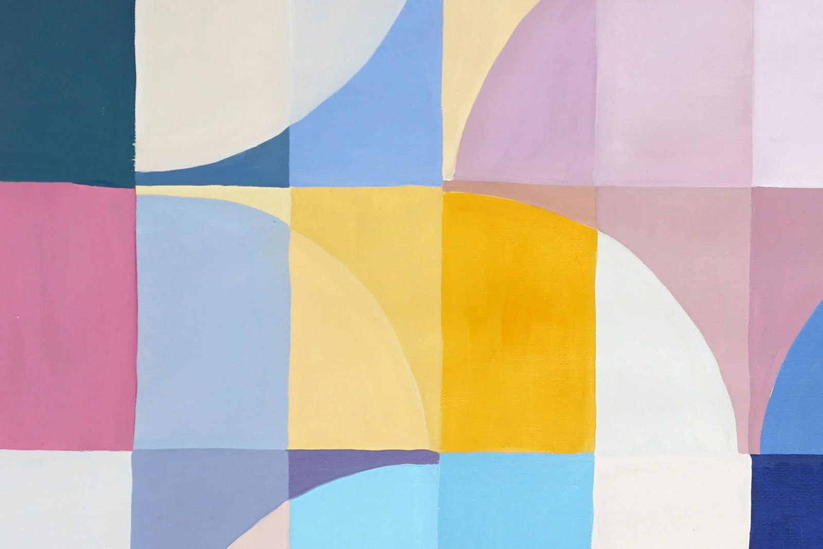 2025, Modern Bauhaus Patterns in Soft Tones. Mauve Tulip, Acrylic Paint on Watercolor Paper by Natal - 5