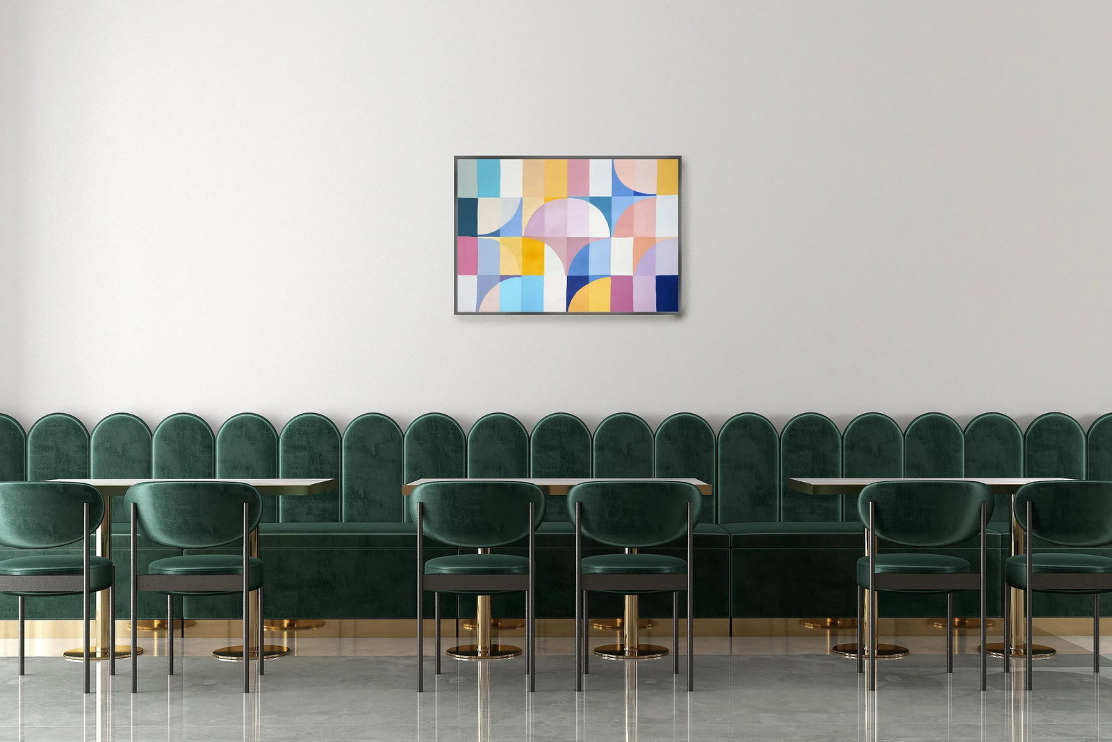 2025, Modern Bauhaus Patterns in Soft Tones. Mauve Tulip, Acrylic Paint on Watercolor Paper by Natal - 7