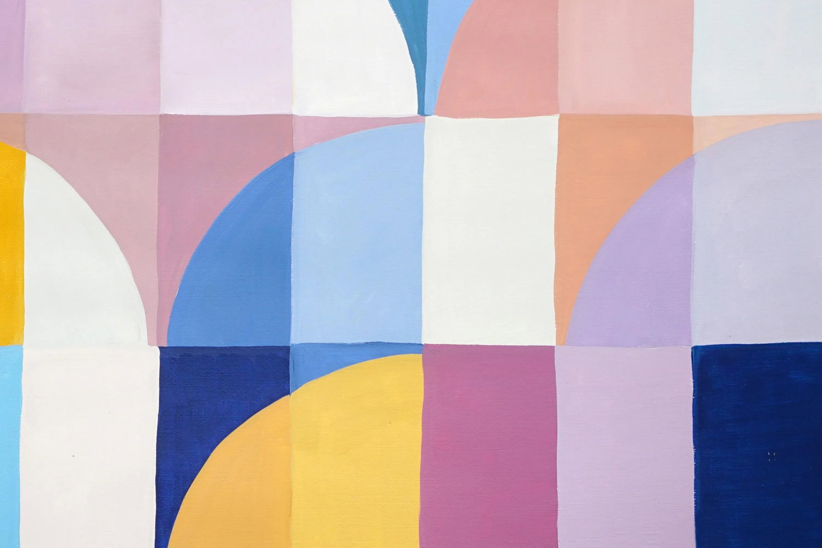 2025, Modern Bauhaus Patterns in Soft Tones. Mauve Tulip, Acrylic Paint on Watercolor Paper by Natal - 8