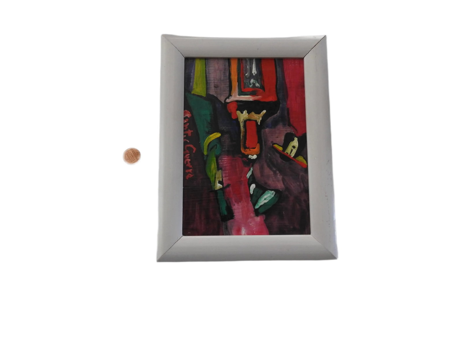 Small Acrylic on Board Colorful Painting of Woman and Man by Jose Santos Guerra Chile - 6