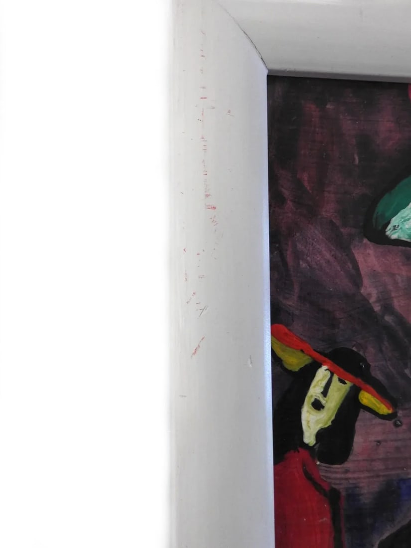 Small Acrylic on Board Colorful Painting of Woman and Man by Jose Santos Guerra Chile - 7