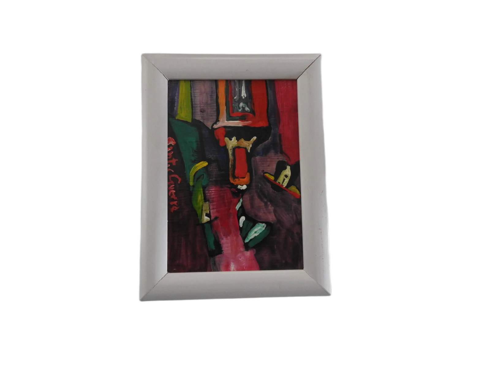 Small Acrylic on Board Colorful Painting of Woman and Man by Jose Santos Guerra Chile - 8