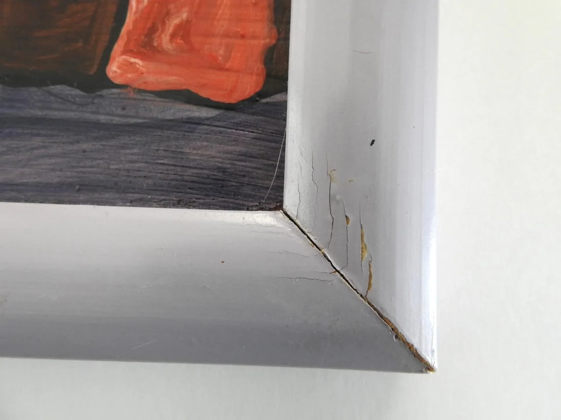 Small Acrylic on Board Colorful Painting of Woman at the Table by Jose Santos Guerra Chile - 3
