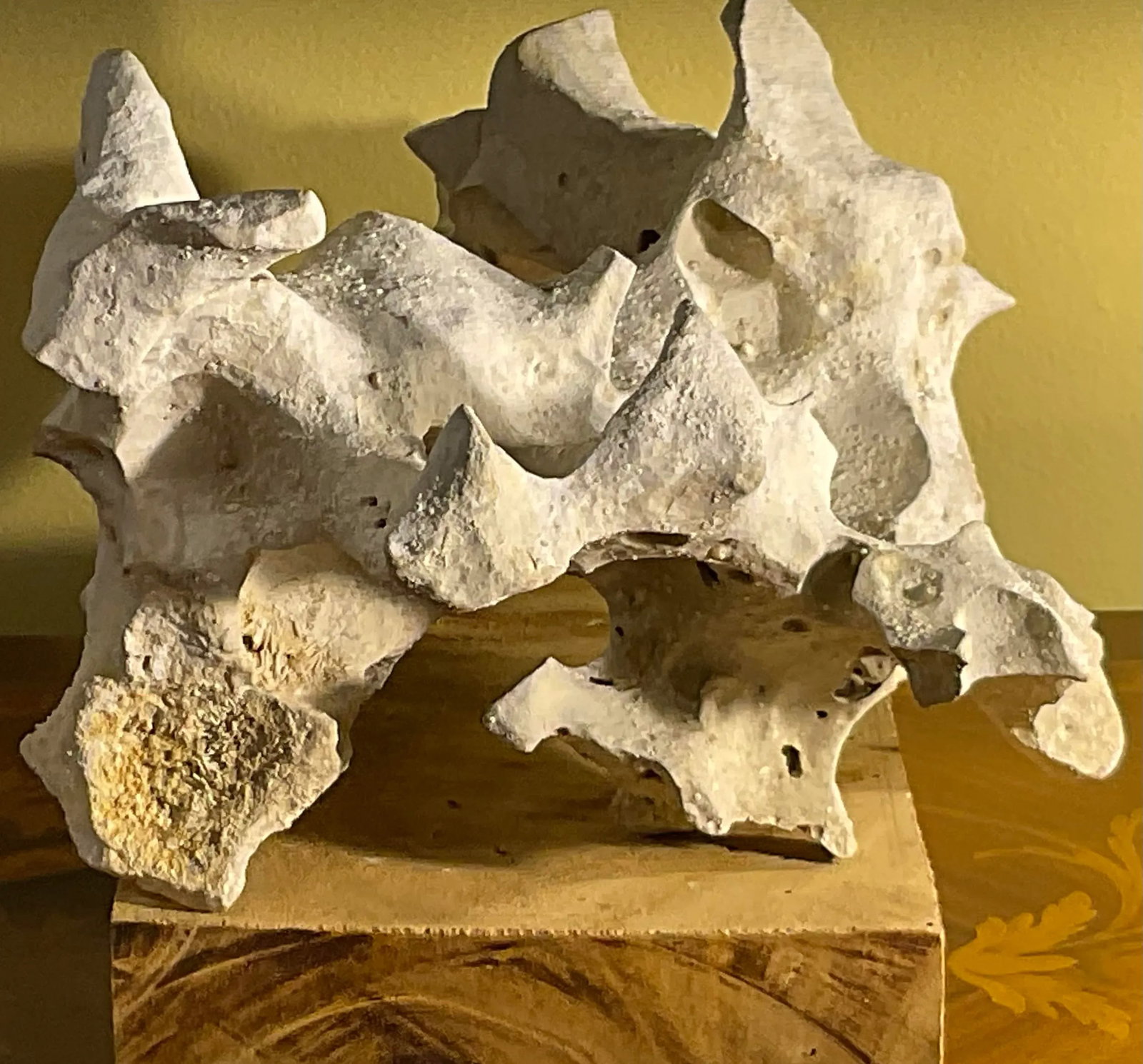 Artful Natural Stone Sculpture on Mango Wood Base - Unique Organic Modern Decor - 15