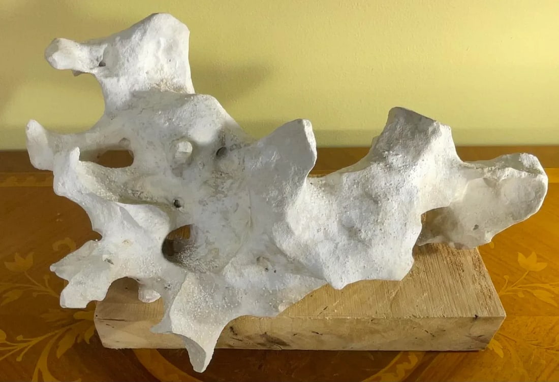 Artful Natural Stone Sculpture on Mango Wood Base - Unique Organic Modern Decor - 2