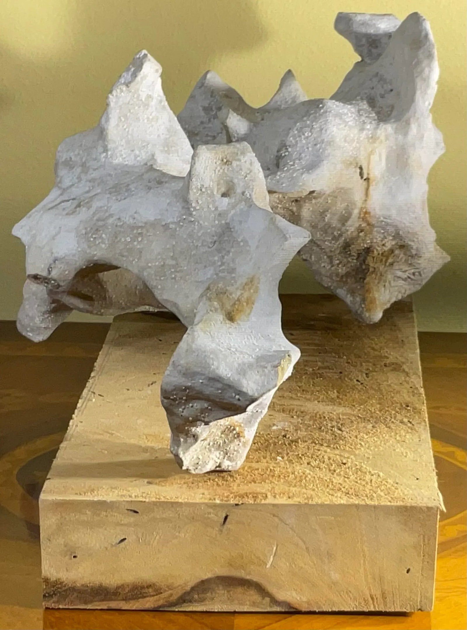 Artful Natural Stone Sculpture on Mango Wood Base - Unique Organic Modern Decor - 5