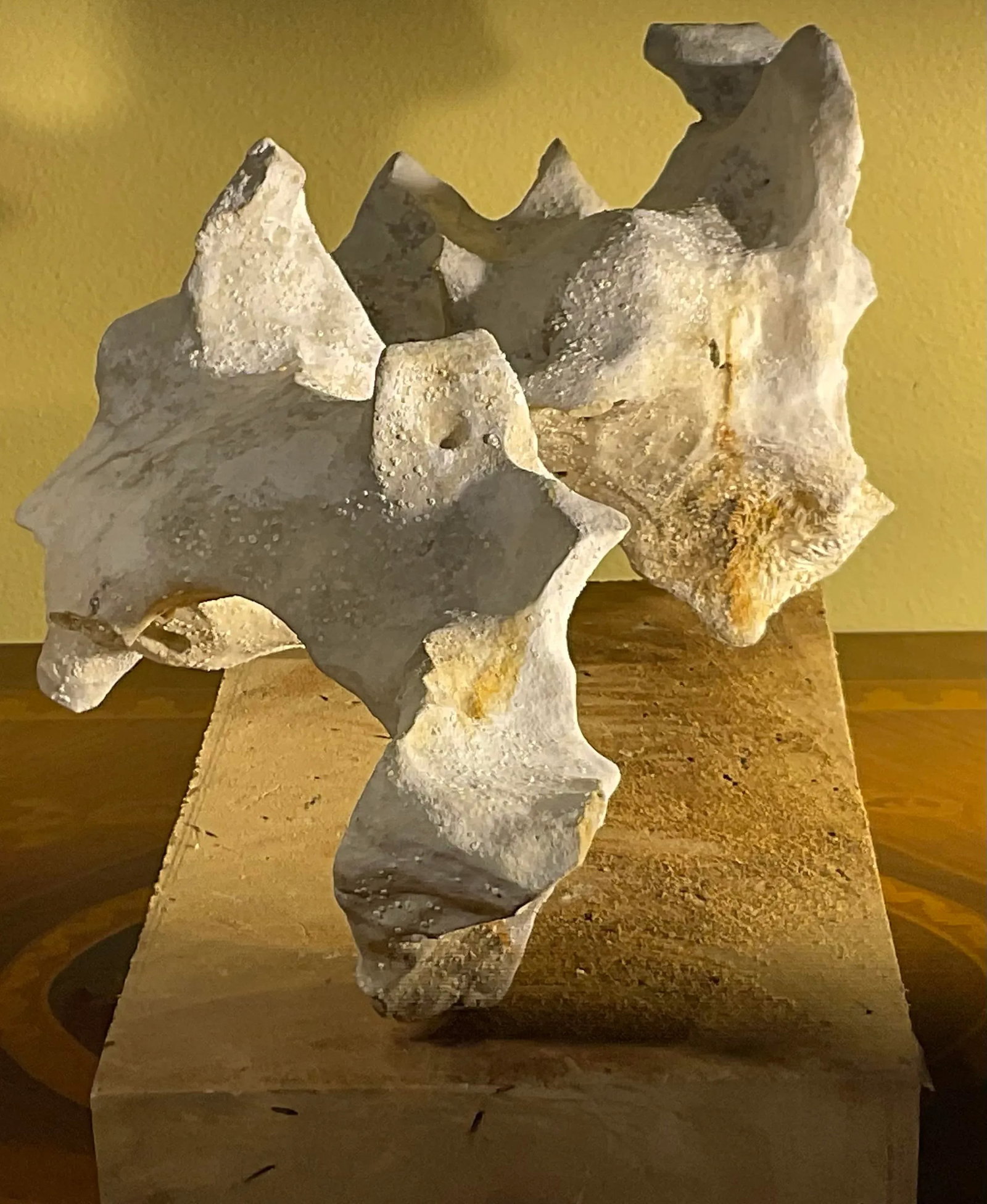 Artful Natural Stone Sculpture on Mango Wood Base - Unique Organic Modern Decor - 7