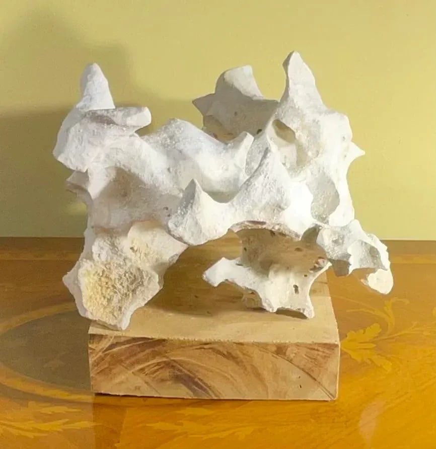 Artful Natural Stone Sculpture on Mango Wood Base - Unique Organic Modern Decor - 8